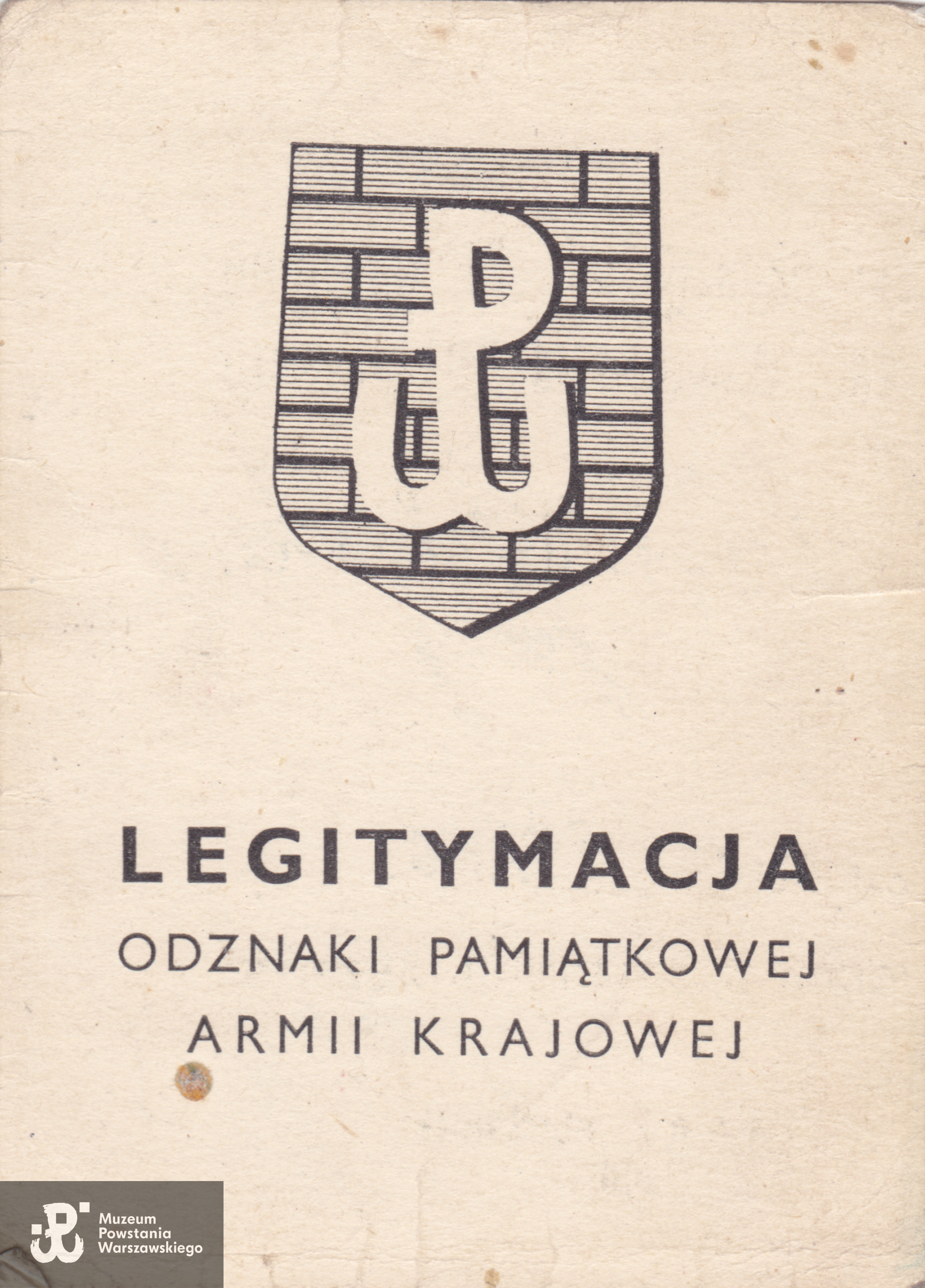 Legitymacja Odznaki Pamiątkowej AK. Z archiwum rodzinnego Ireny Henderson 
