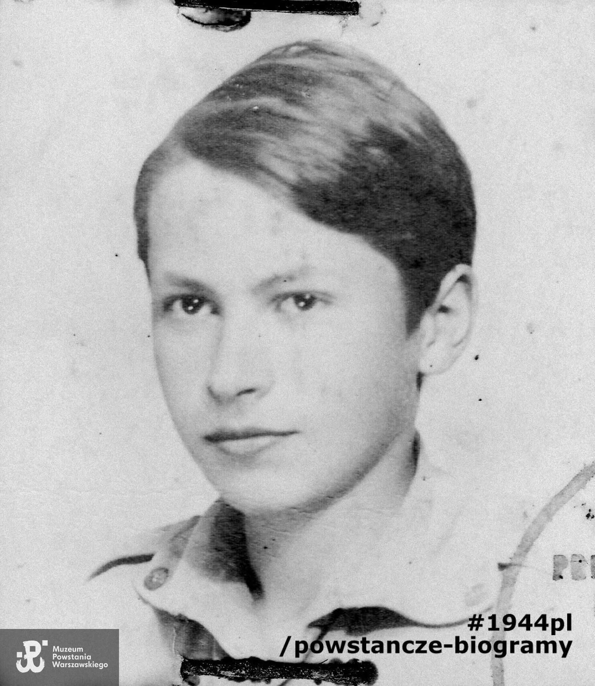 Jan (Eugeniusz Jan) Gruszczyński ps. "Belina" - fotografia legitymacyjna z 1943 roku. Ze zbiorów rodzinnych, skan udostępnił p. Wojciech Gruszczyński