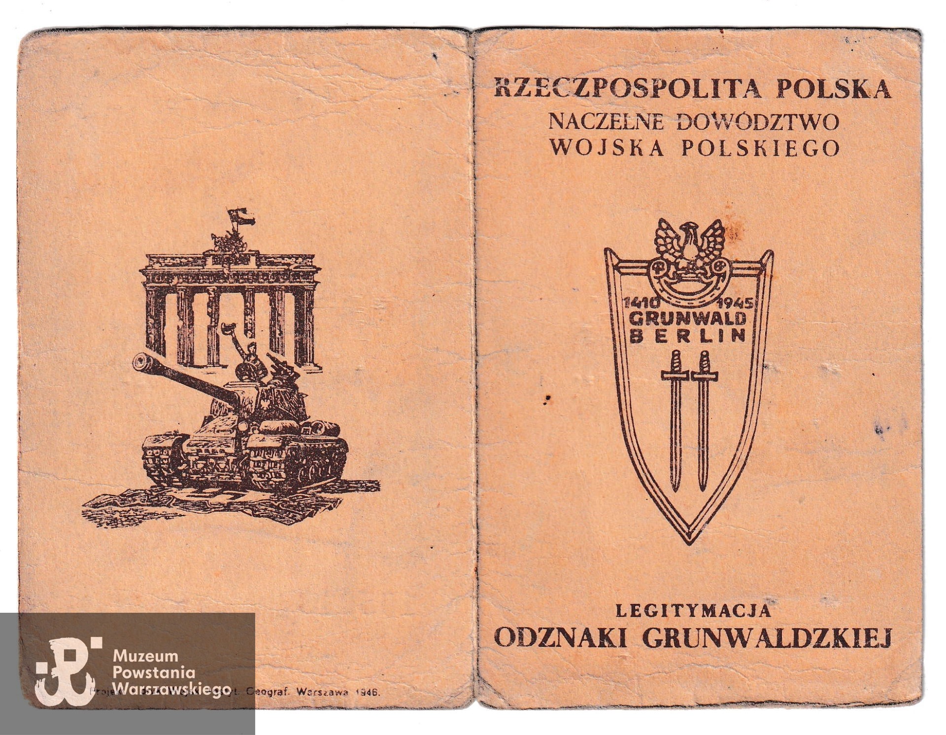 Legitymacja odznaczeniowa. Dokument ze zbiorów p. Stanisława Kotowskiego, syna Powstańca