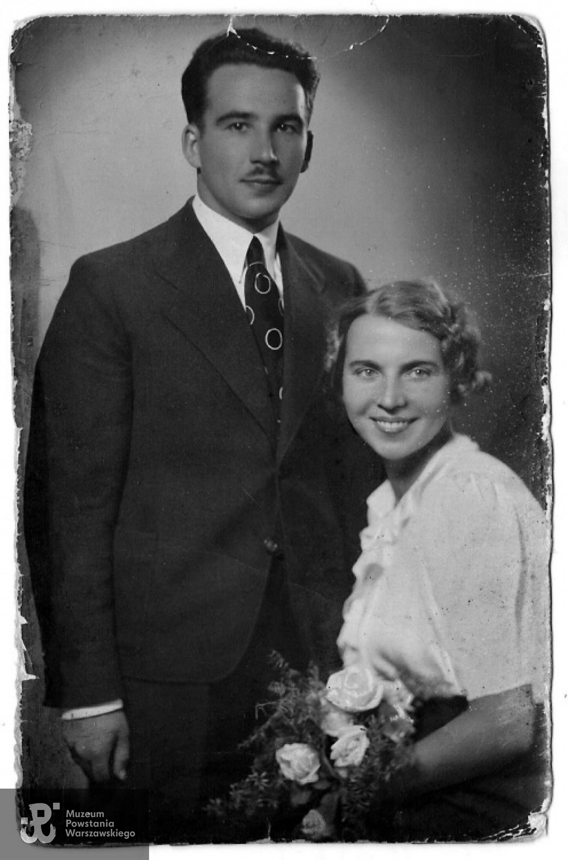 Czesław Korwin-Piotrowski z żoną Aleksandrą, zdjęcie ze ślubu cywilnego