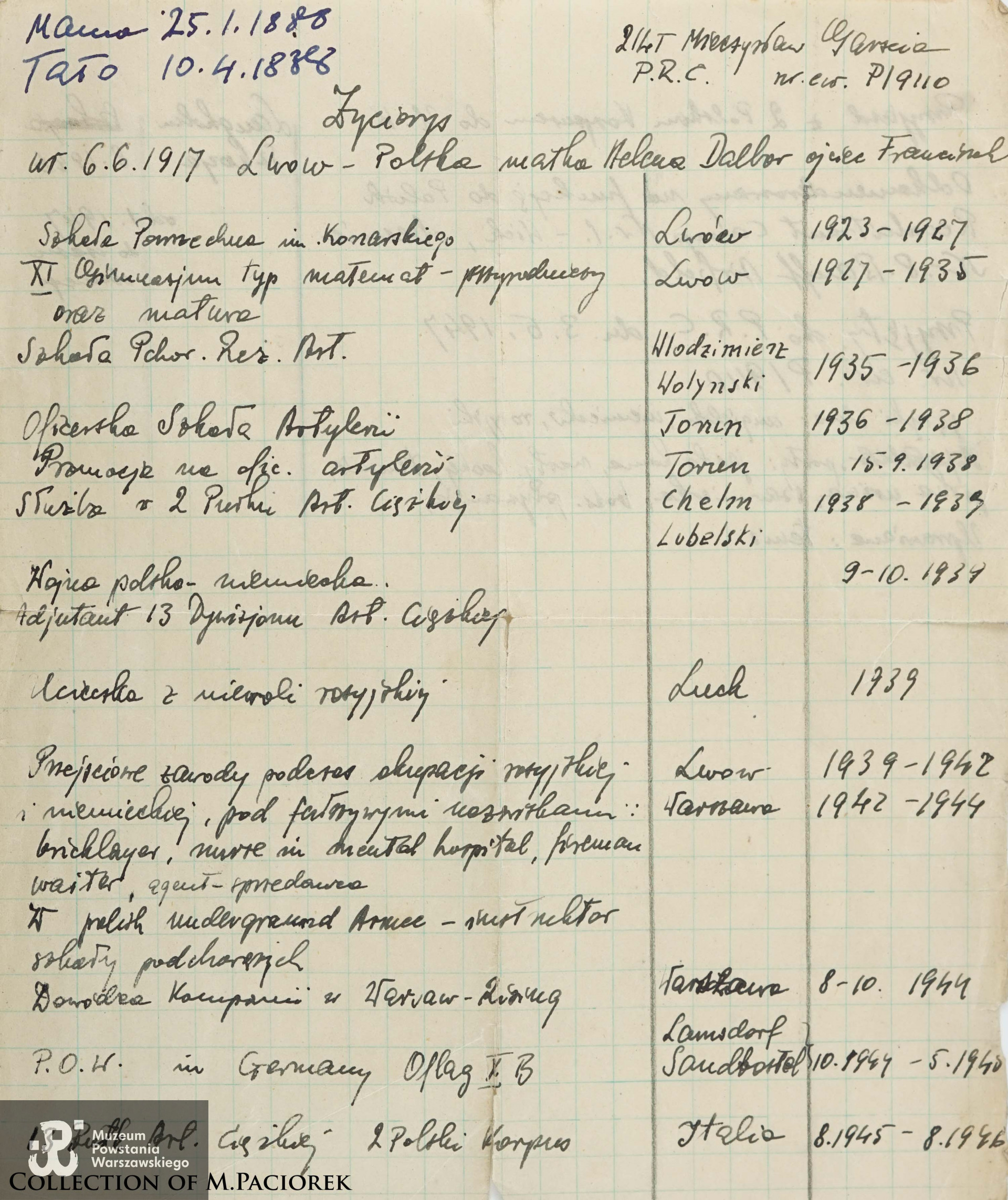 Źródło: kolekcja Mikołaja Paciorka, skan udostępnił M. Paciorek