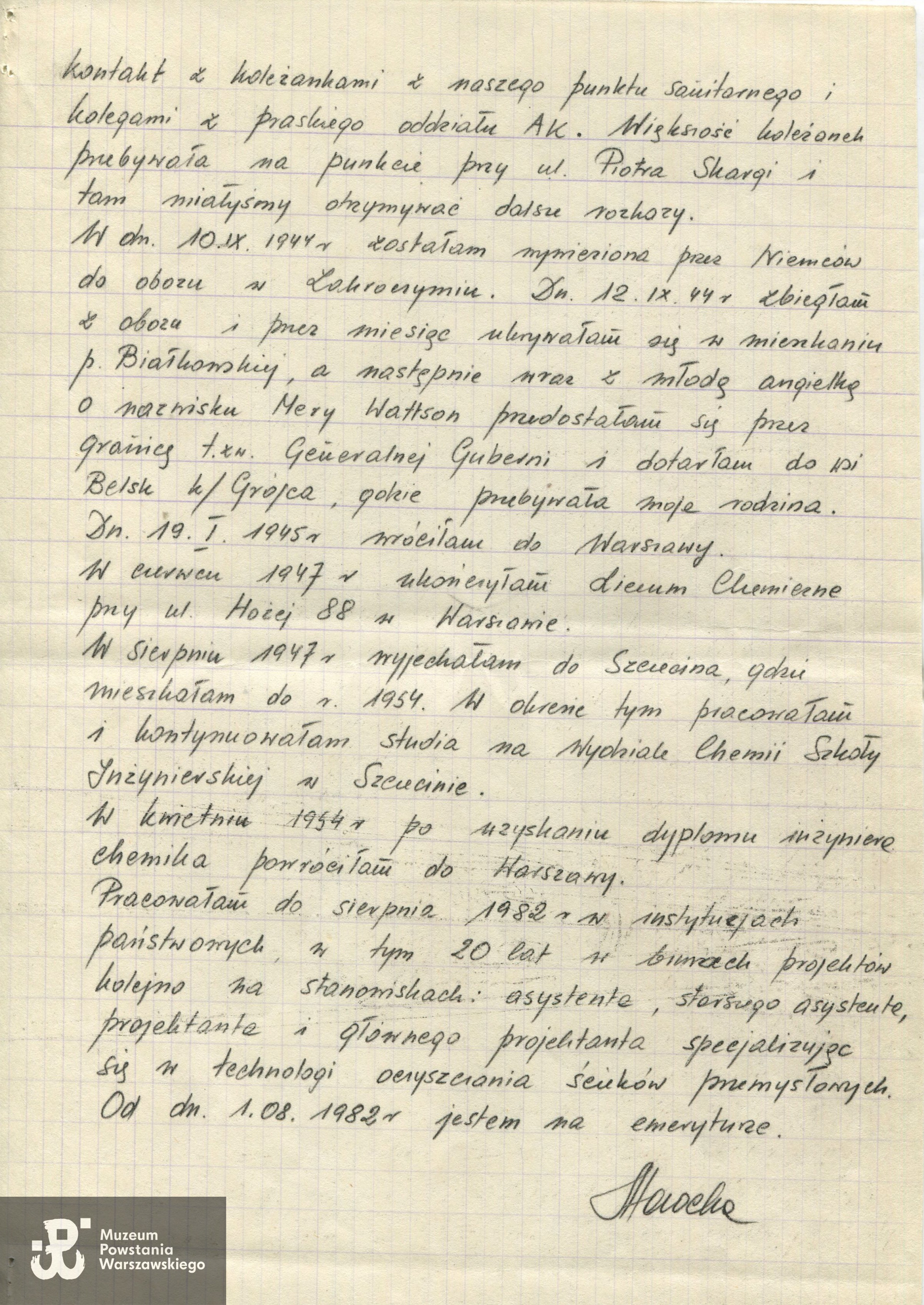 Życiorys. Ze zbiorów rodzinnych, skan: materiały do Słownika Uczestników Powstania Warszawskiego - Pokój Kombatanta MPW