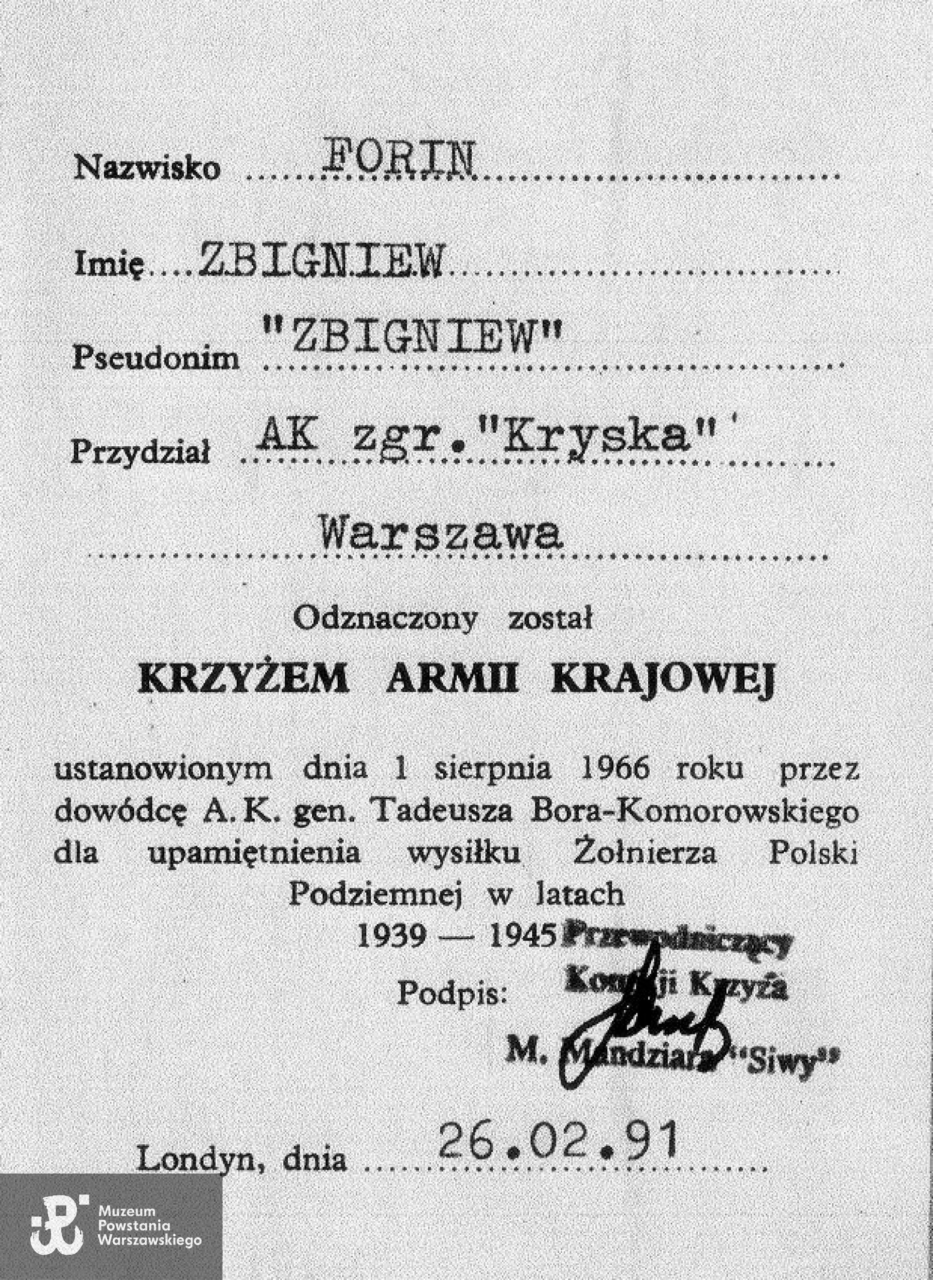 Skan: materiały do Słownika Uczestników PW - zasób Pokoju Kombatanta MPW