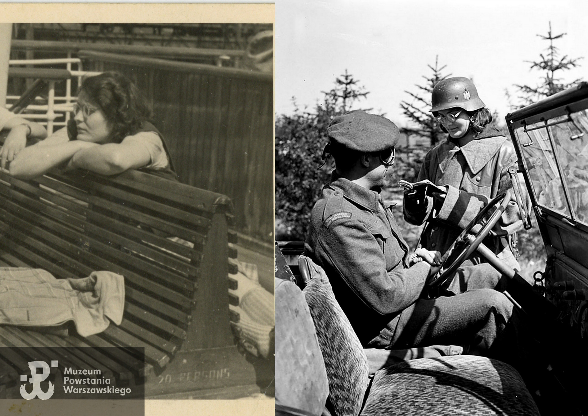 Zestawienie obydwu zdjęć - po lewej Maria Falkiewicz ps. "Gerard" na MS "Batorym" - zdjęcie ze zbiorów rodzinnych p. Jerzego Sajdaka, po prawej Polka w mundurze niemieckiego żandarma sprawdza w okolicach Haren.  Jest bardzo prawdopodobne, że uchwyconą na zdjęciu w Haren Polką, jest wyzwolona ze Stalagu VI C Oberlangen p. Maria Falkiewicz. Identyfikacja - p. Jerzy Sajdak. Podobieństwo obu kobiet na zdjęciach jest uderzające.