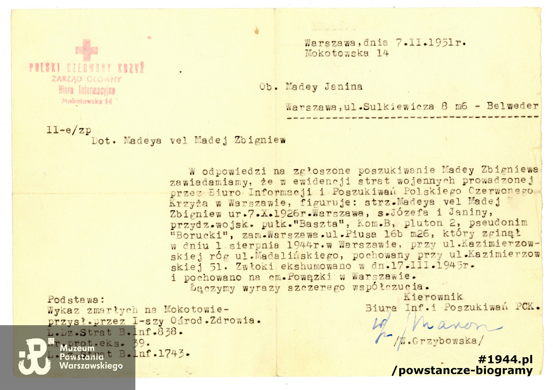 Dokument ze zbiorów Muzeum Powstania Warszawskiego  (P/788)