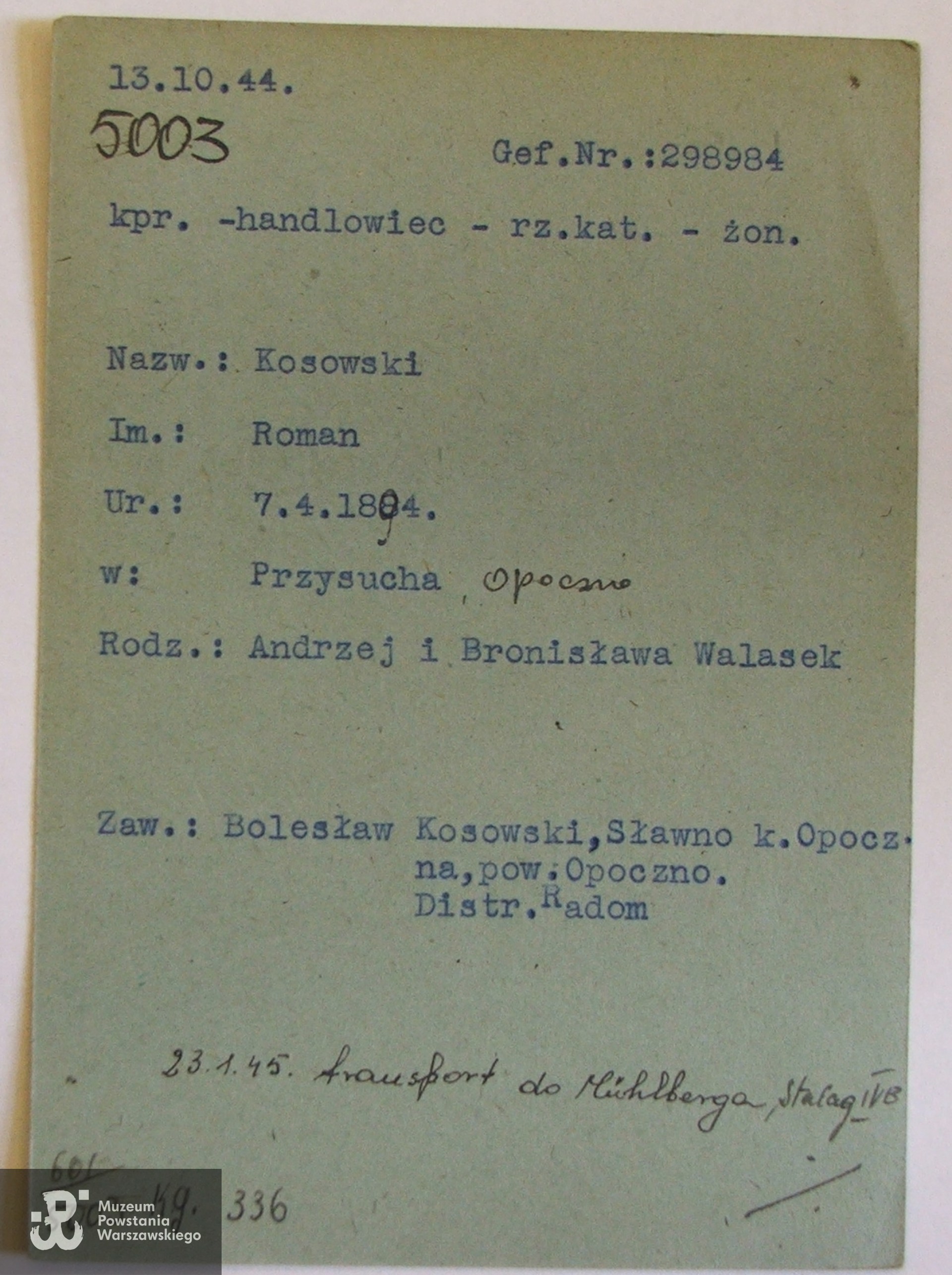 Polski Czerwony Krzyż - kartoteka jeniecka