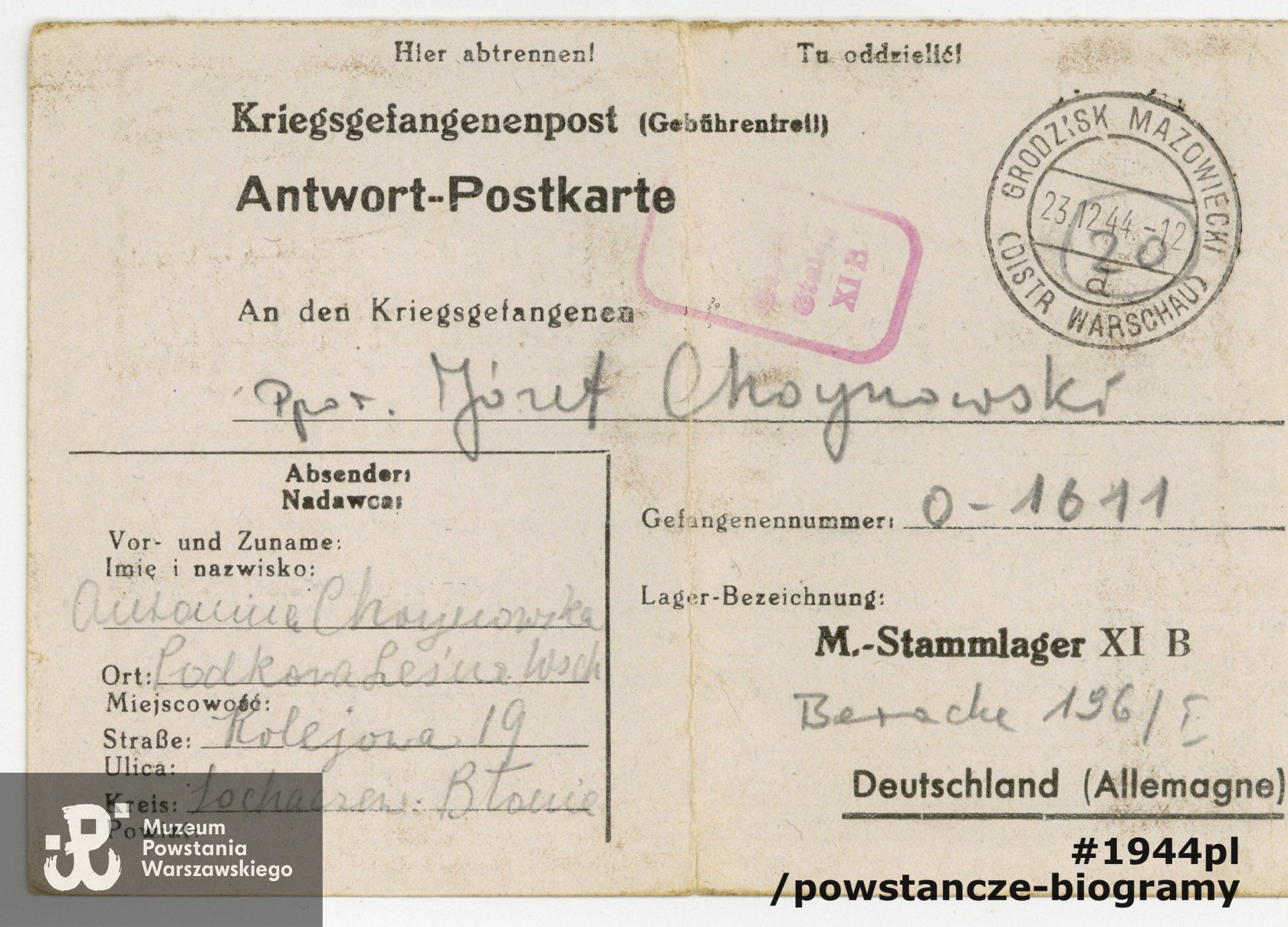 Z archiwum rodzinnego p. Michała Choynowskiego, syna.