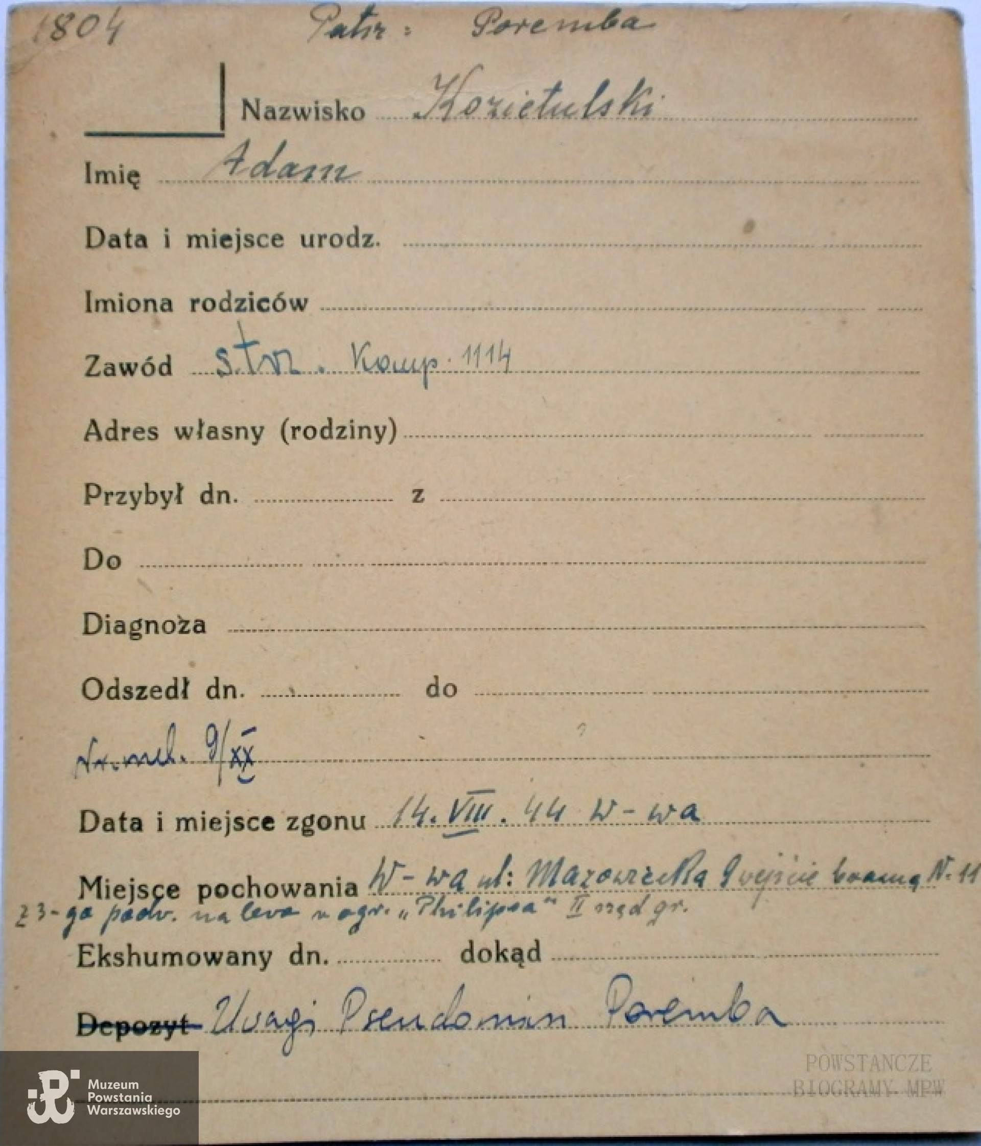 Kartoteka PCK. Ze zbiorów Polskiego Czerwonego Krzyża