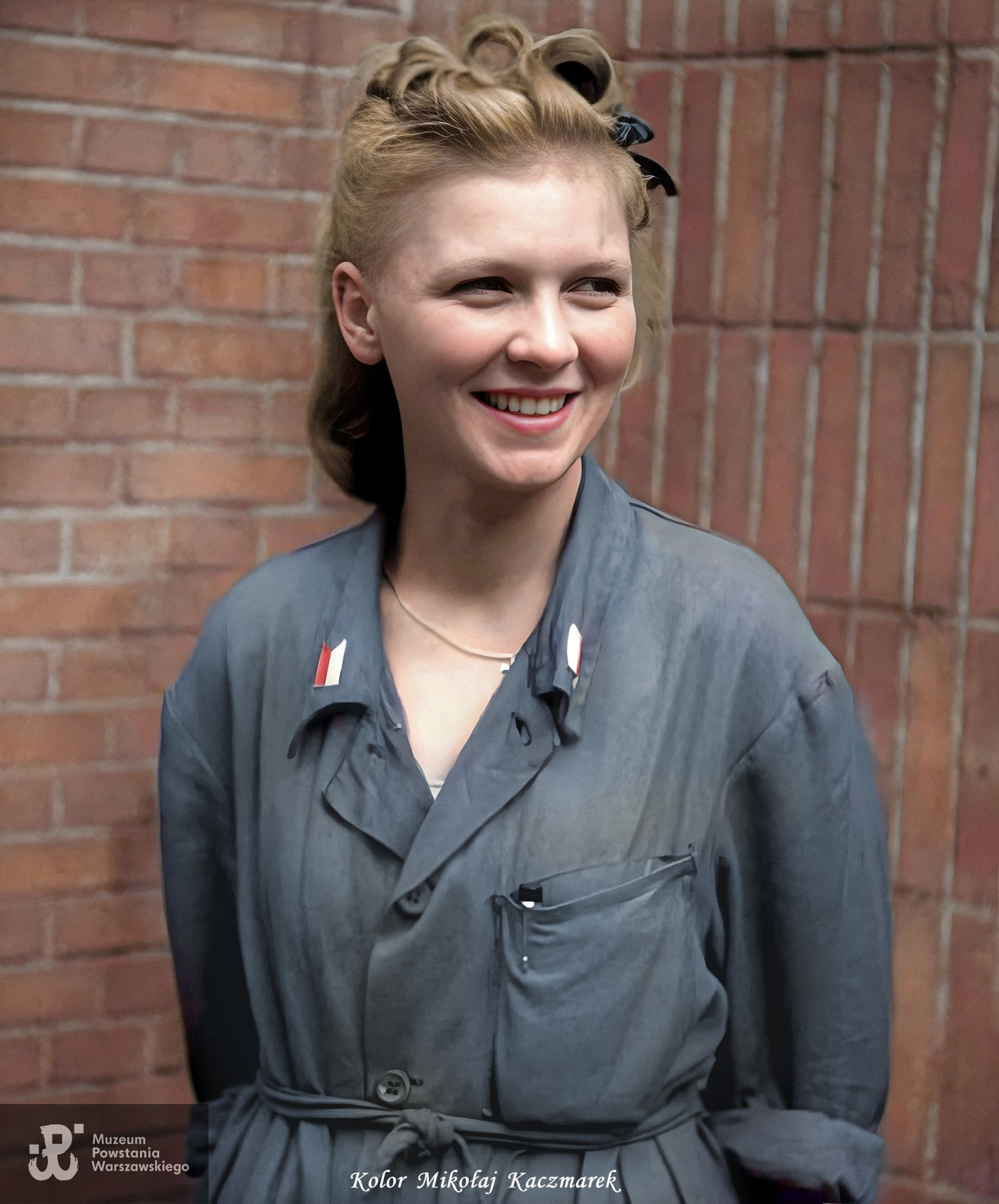 Danuta Celińska. Kadr z powstańczej kroniki filmowej z sierpnia 1944 roku. Koloryzacja Mikołaj Kaczmarek - Kolor Historii