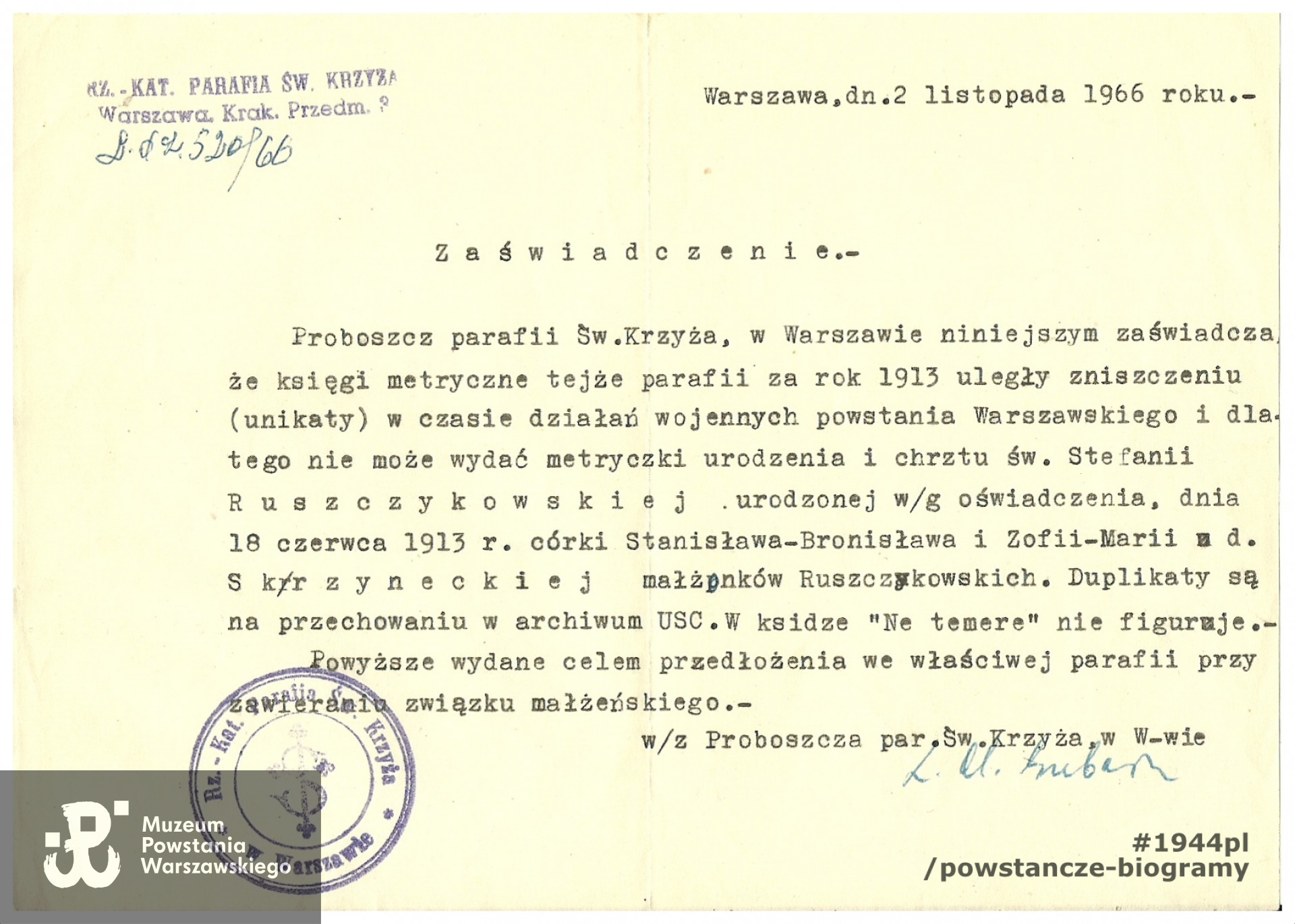 Dokument z archiwum rodzinnego p. Małgorzaty Karoliny Piekarskiej.