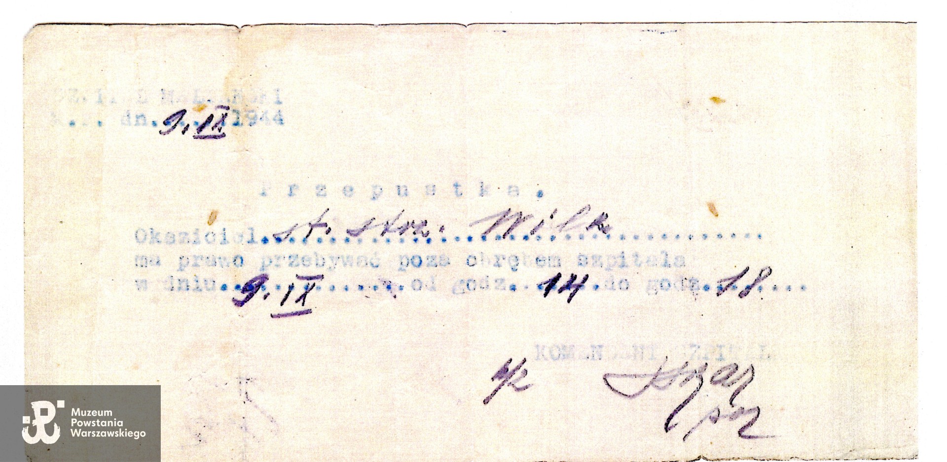 Skan z kserokopii,  Muzeum Powstania Warszawskiego, Teczki personalne uczestników Powstania Warszawskiego: Wilhelmi Jerzy. 