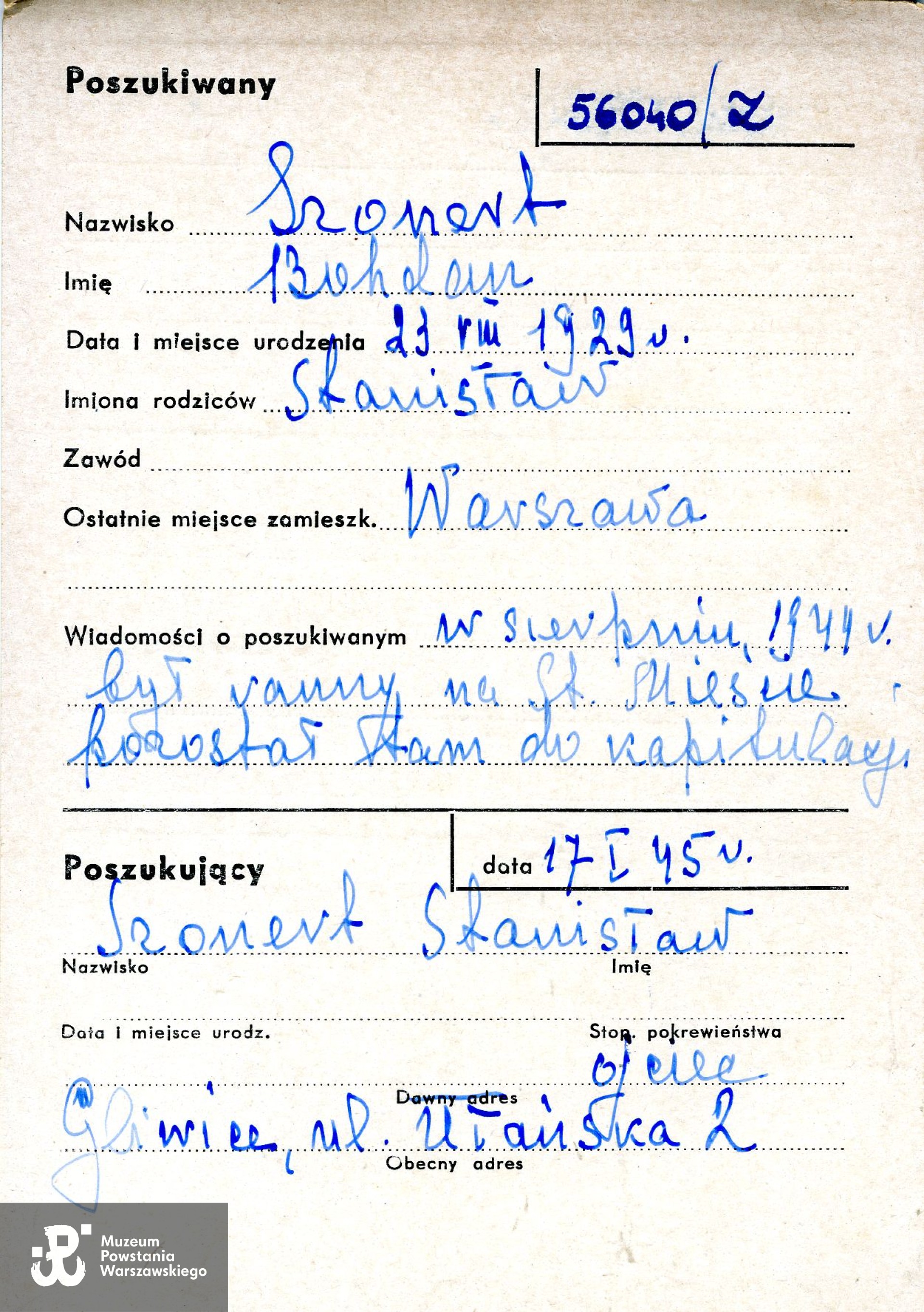Polski Czerwony Krzyż - kartoteka