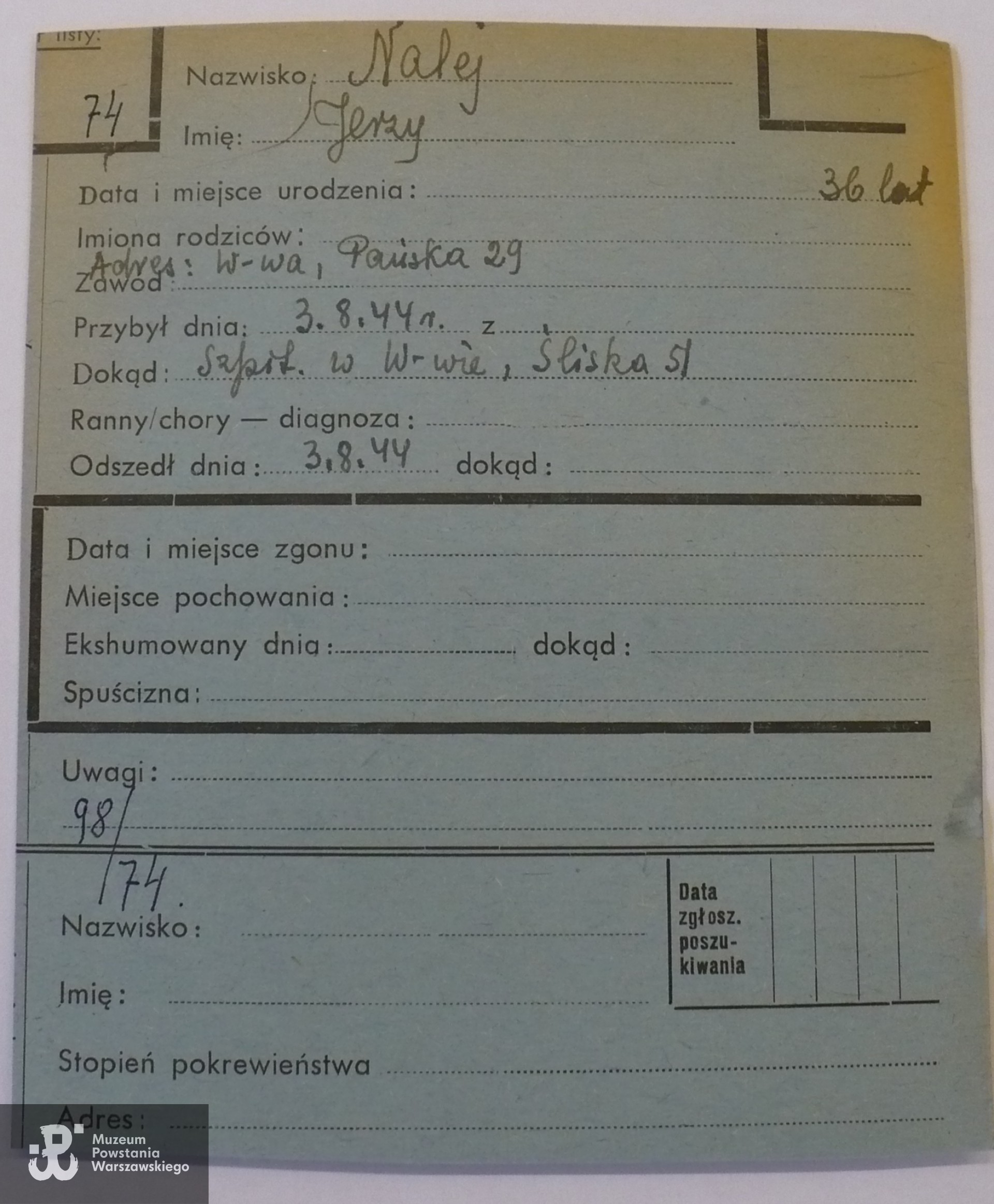 Polski Czerwony Krzyż - kartoteka ogólna