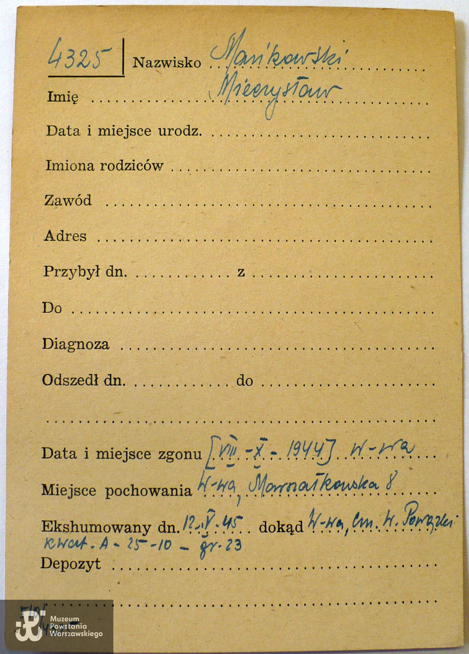 Polski Czerwony Krzyż - kartoteka