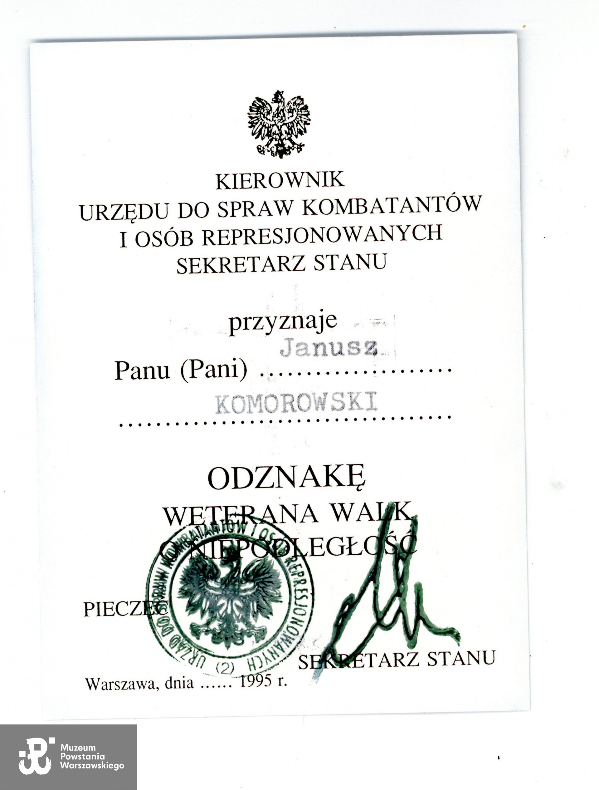 Ze zbiorów p. Janusza Komorowskiego ps. „Antek”. Skan wykonano w Muzeum Powstania Warszawskiego, 2020.