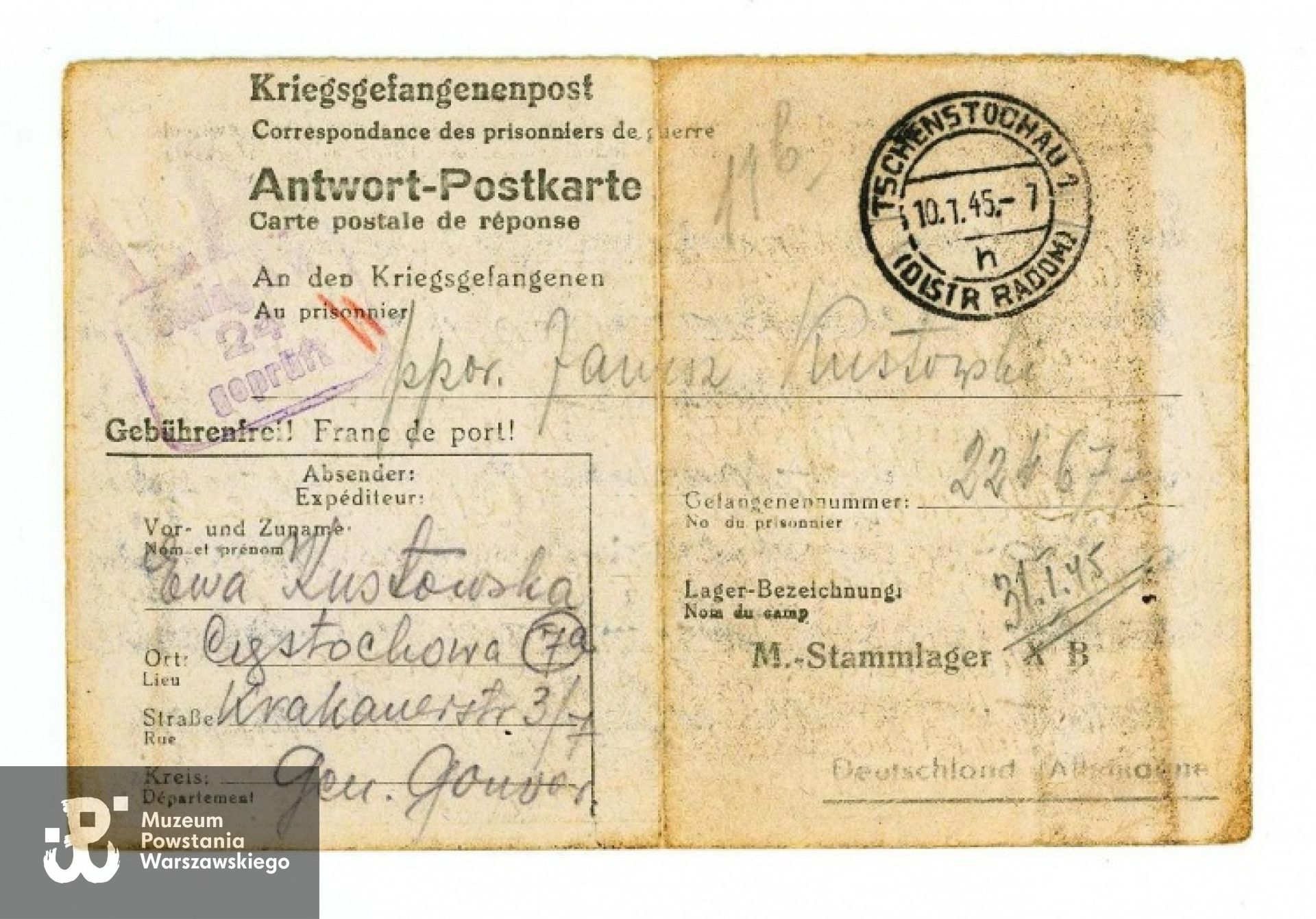 Korespondencja obozowa Janusza Kustowskiego. Zbiory rodzinne/ [MPW]