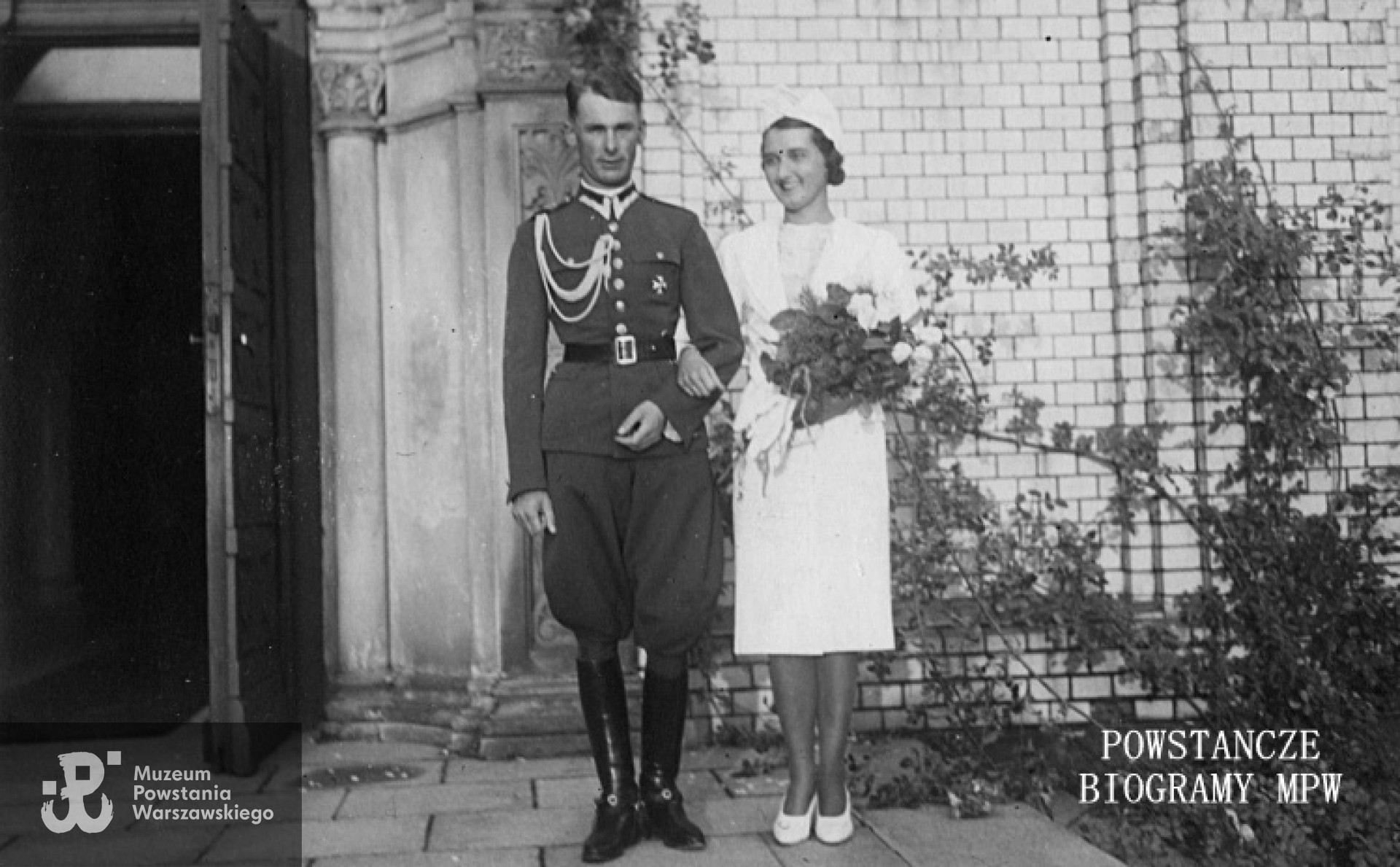 Zdjęcie ślubne, druga połowa lat 30: Mieczysław Sokołowski i jego żona Jolanta z domu Popławska. Fot. archiwum rodzinne / AR MPW