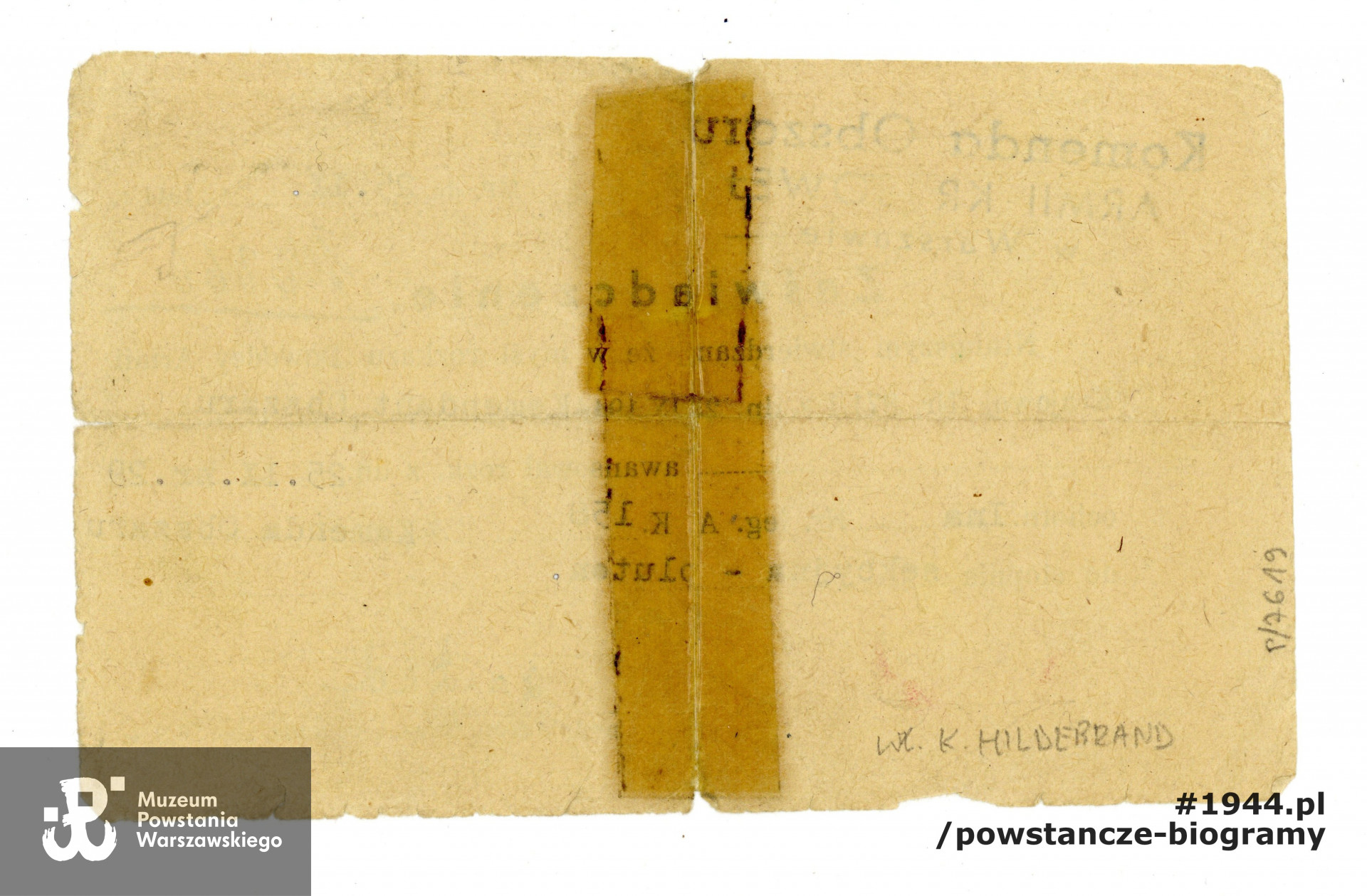 Ze zbiorów Muzeum Powstania Warszawskiego, sygn. P/7619,  dar Emilii Hildebrandt