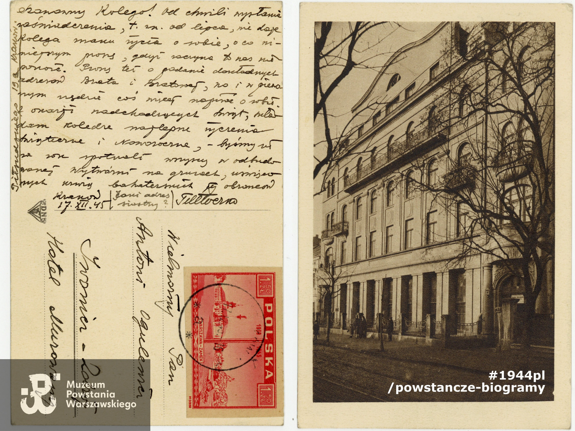 Adresowane do Antoniego Ogulewicza listy  <a href = jozef-tolloczko,45987.html> kpt. Józefa Tołłoczki,</a>   inspektora PWPW, uczestnika Powstania Warszawskiego, który po kapitulacji znalazł się w krakowskiej filii PWPW. Ze zbiorów rodzinnych udostępniony przez p. Ryszarda Pijarczyka.