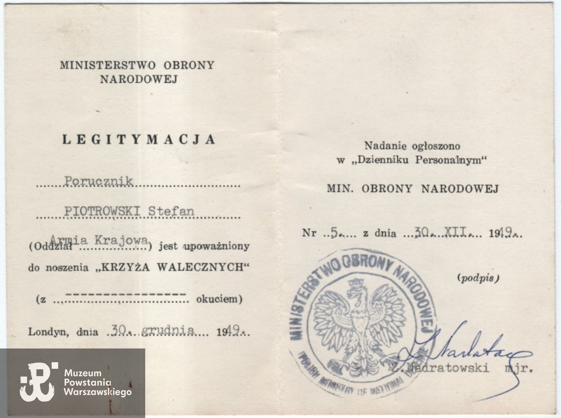 Ze zbiorów rodzinnych, skan udostępnił p. Piotr Surma, wnuk Powstańca