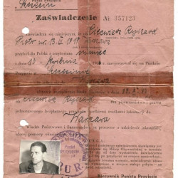 Zaświadczenie repatriacyjne Ryszarda Ciećwierza z kwietnia 1946  roku. Z archiwum rodzinnego.