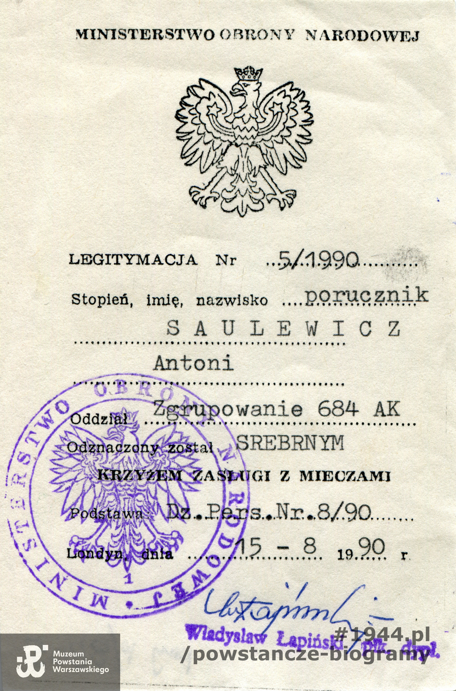 Ze zbiorów Muzeum Powstania Warszawskiego, sygn. P/8805, dar Antoniego Saulewicza