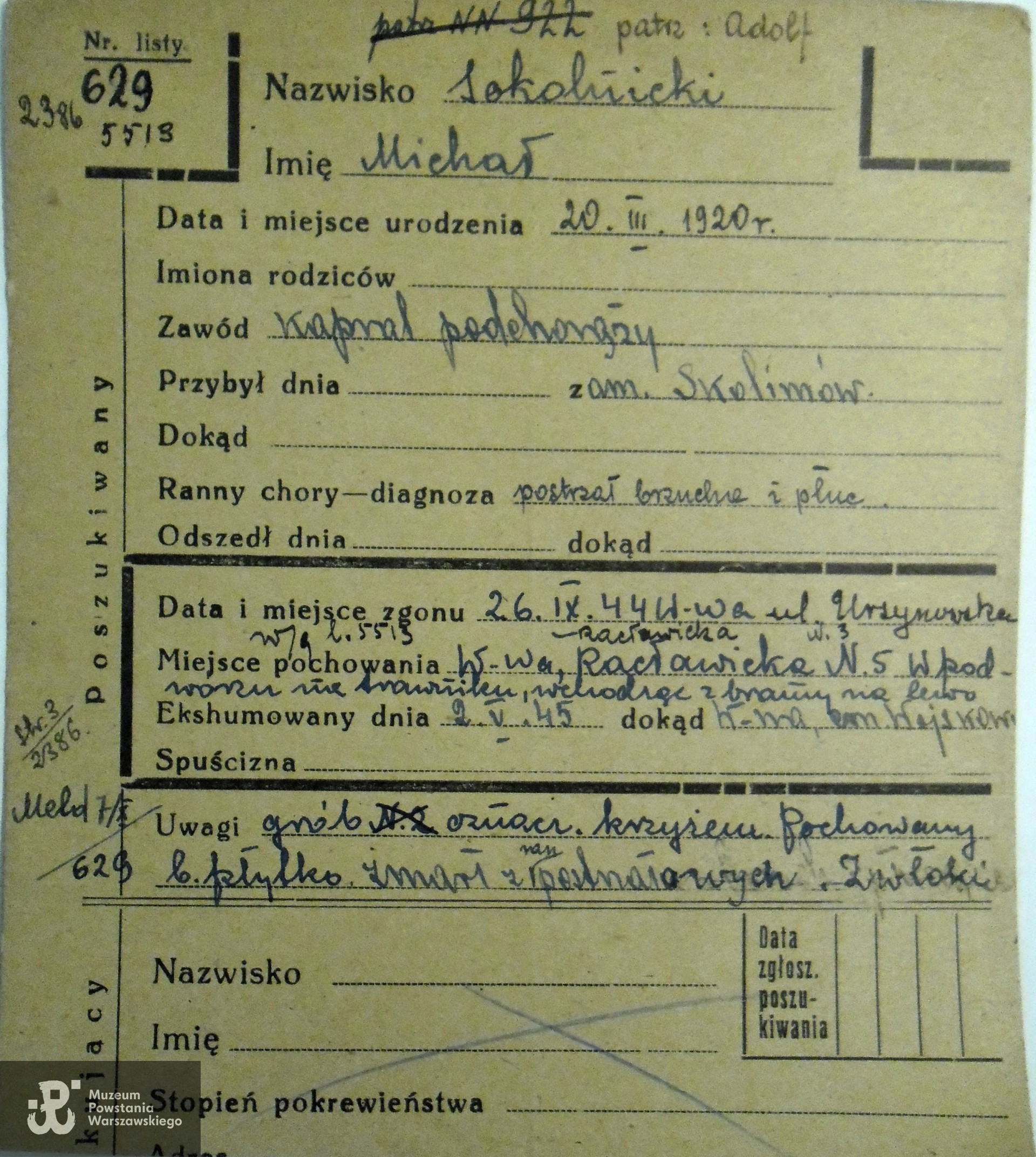 Polski Czerwony Krzyż - kartoteka