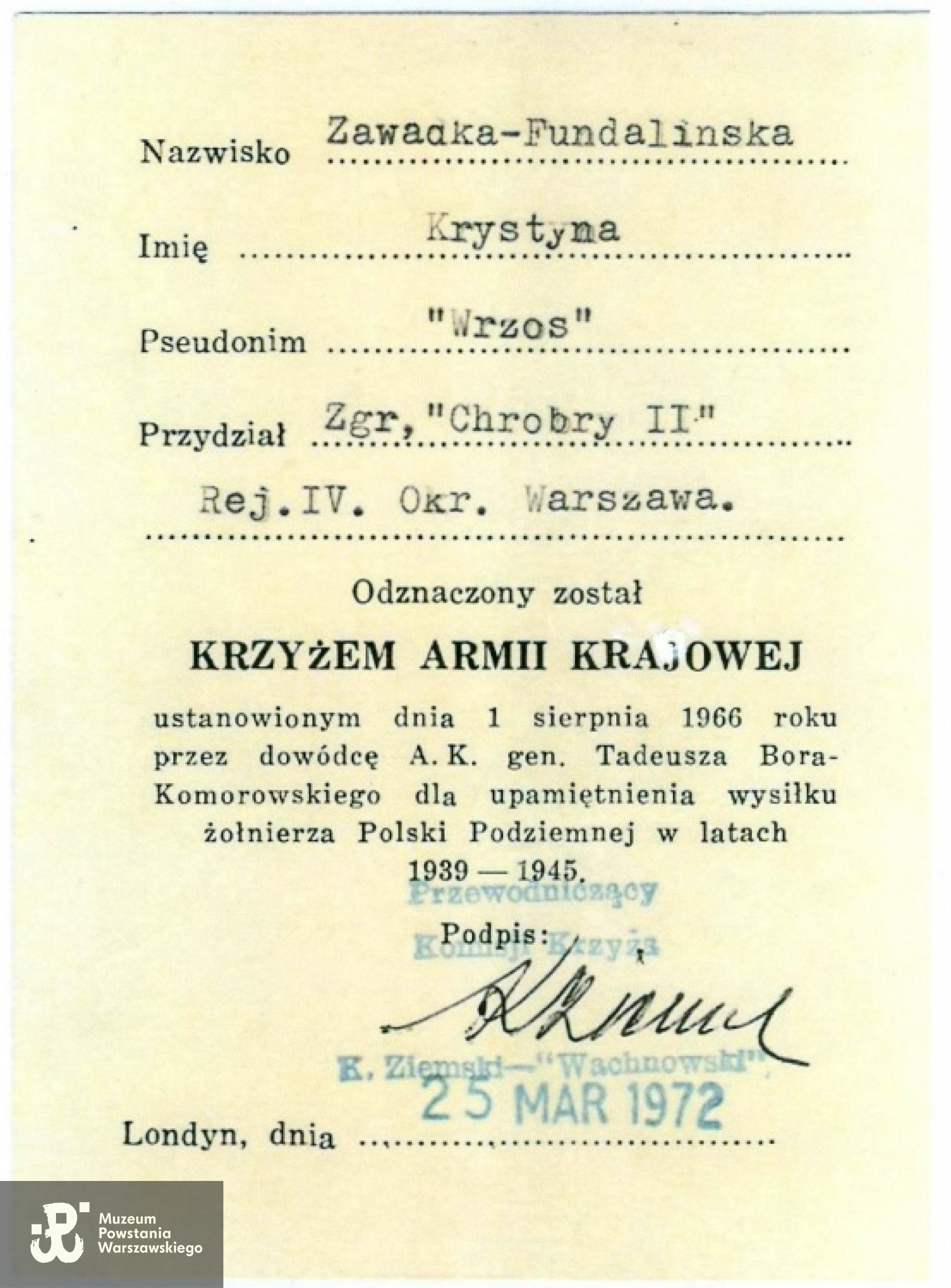  źr. Teczki personalne uczestników Powstania Warszawskiego, zasób Działu Kombatanta MPW