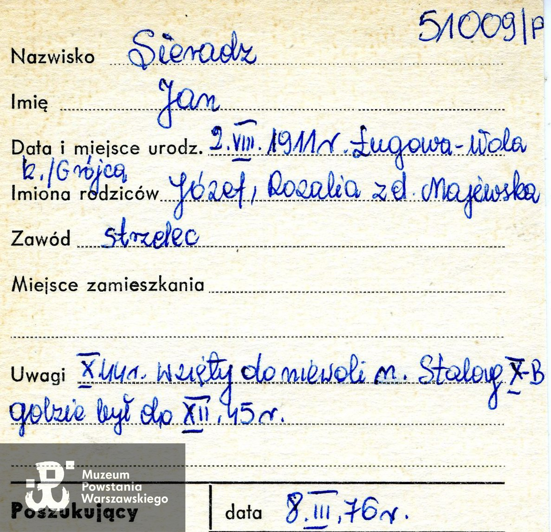 Polski Czerwony Krzyż - kartoteka