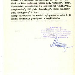 Muzeum Powstania Warszawskiego, Teczki personalne uczestników Powstania Warszawskiego, kopia wniosku o odznaczenie Warszawskim Krzyżem Powstańczym