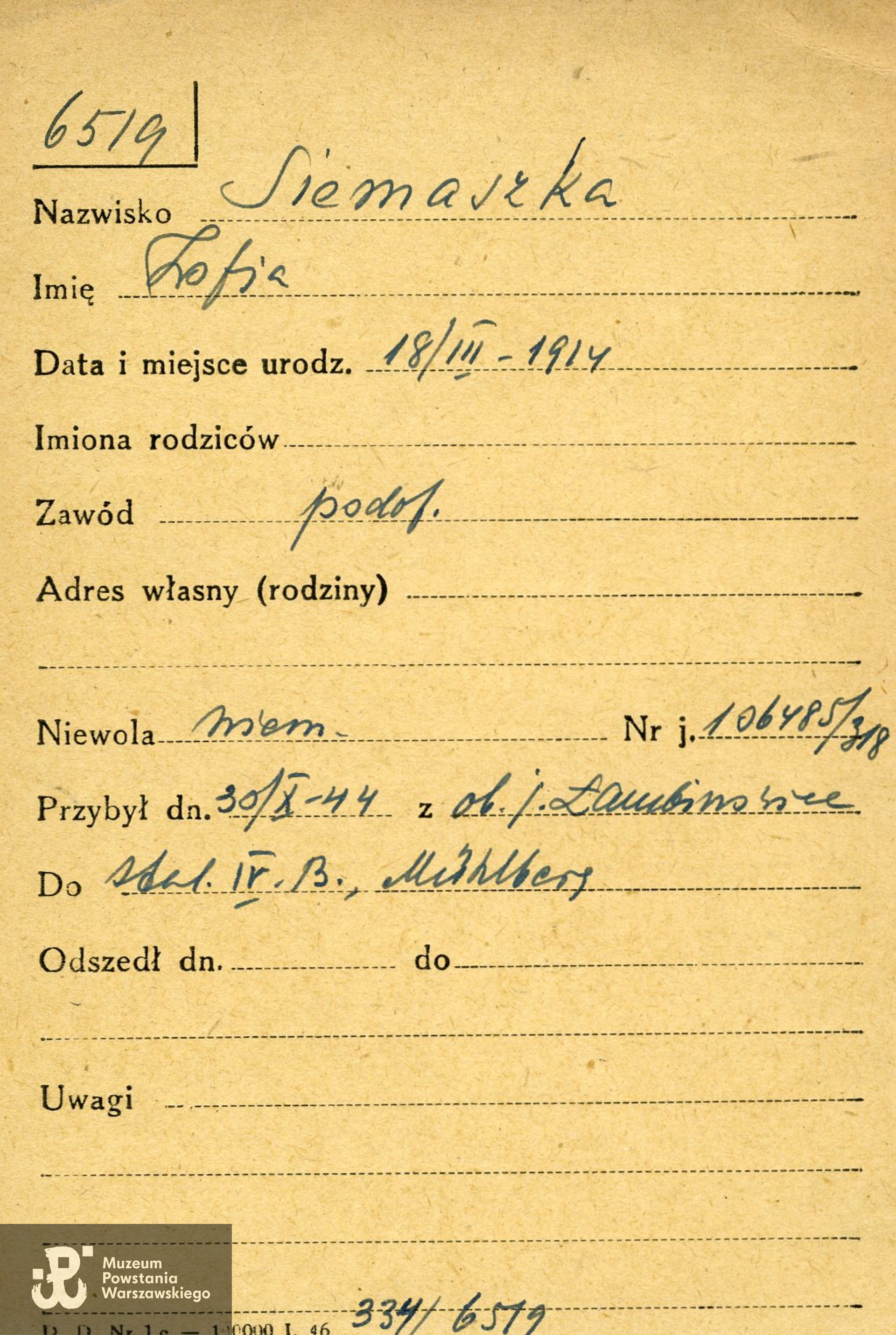 Polski Czerwony Krzyż - kartoteka