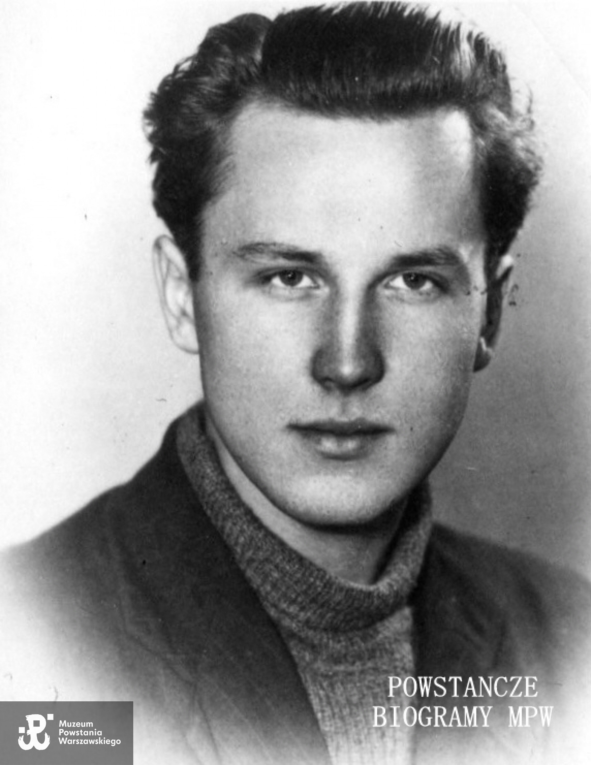 Robert Krauze ps. "Żak" (1927-2003). Fotografia legitymacyjna z 1943 r. Ze zbiorów Danuty Pleban - Krauze ps."Niuśka"
