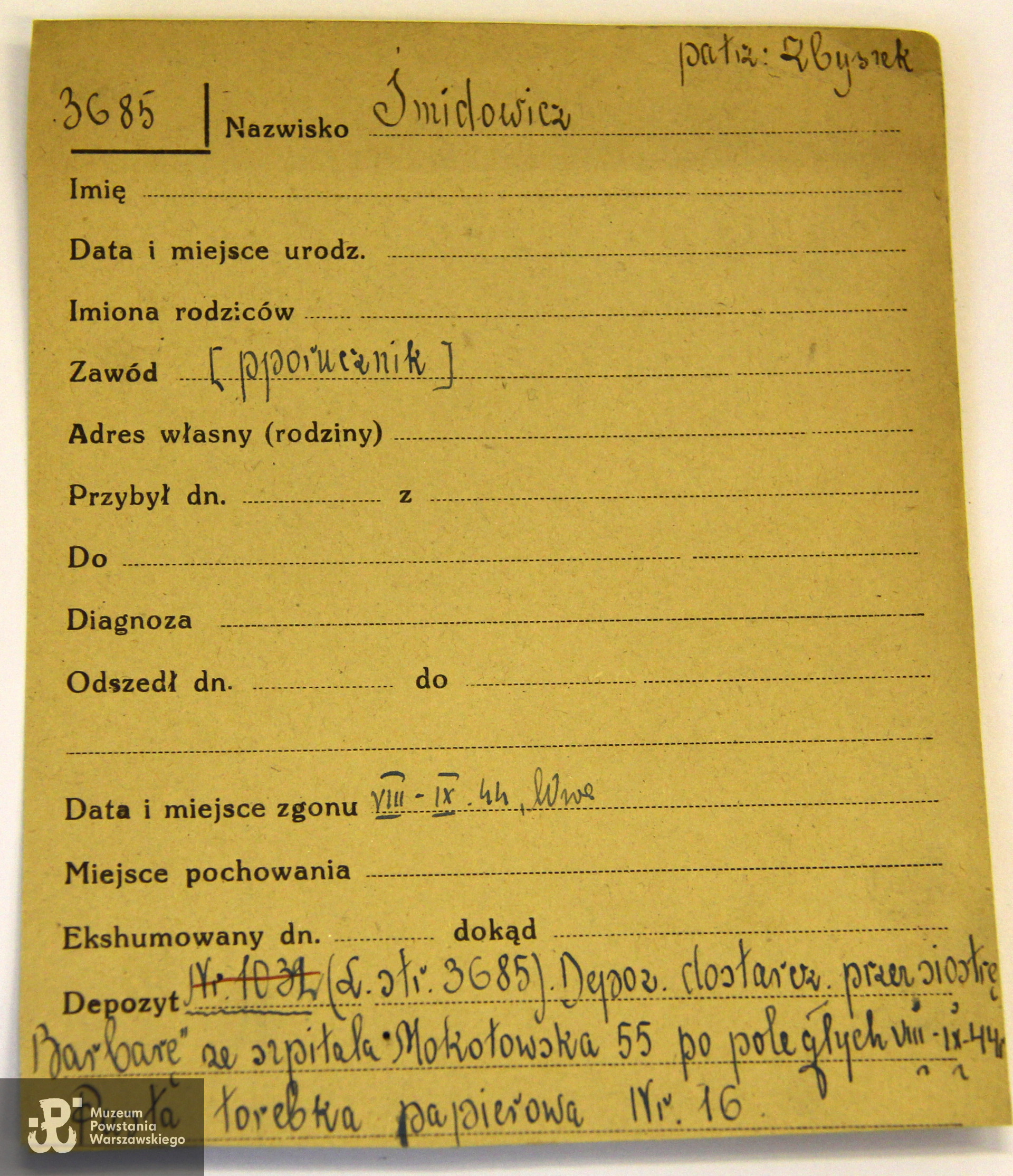 Polski Czerwony Krzyż - kartoteka ogólna Biura Informacji i Poszukiwań