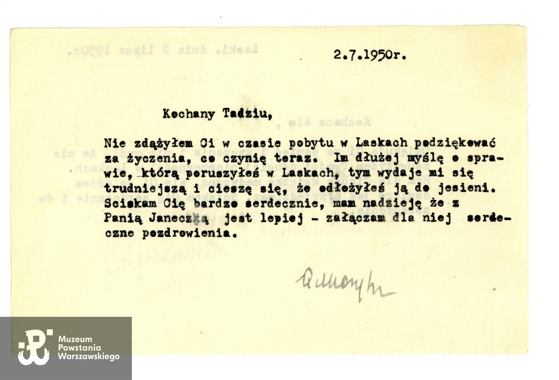 List  autorstwa Antoniego Marylskiego. Ze zbiorów rodzinnych. 