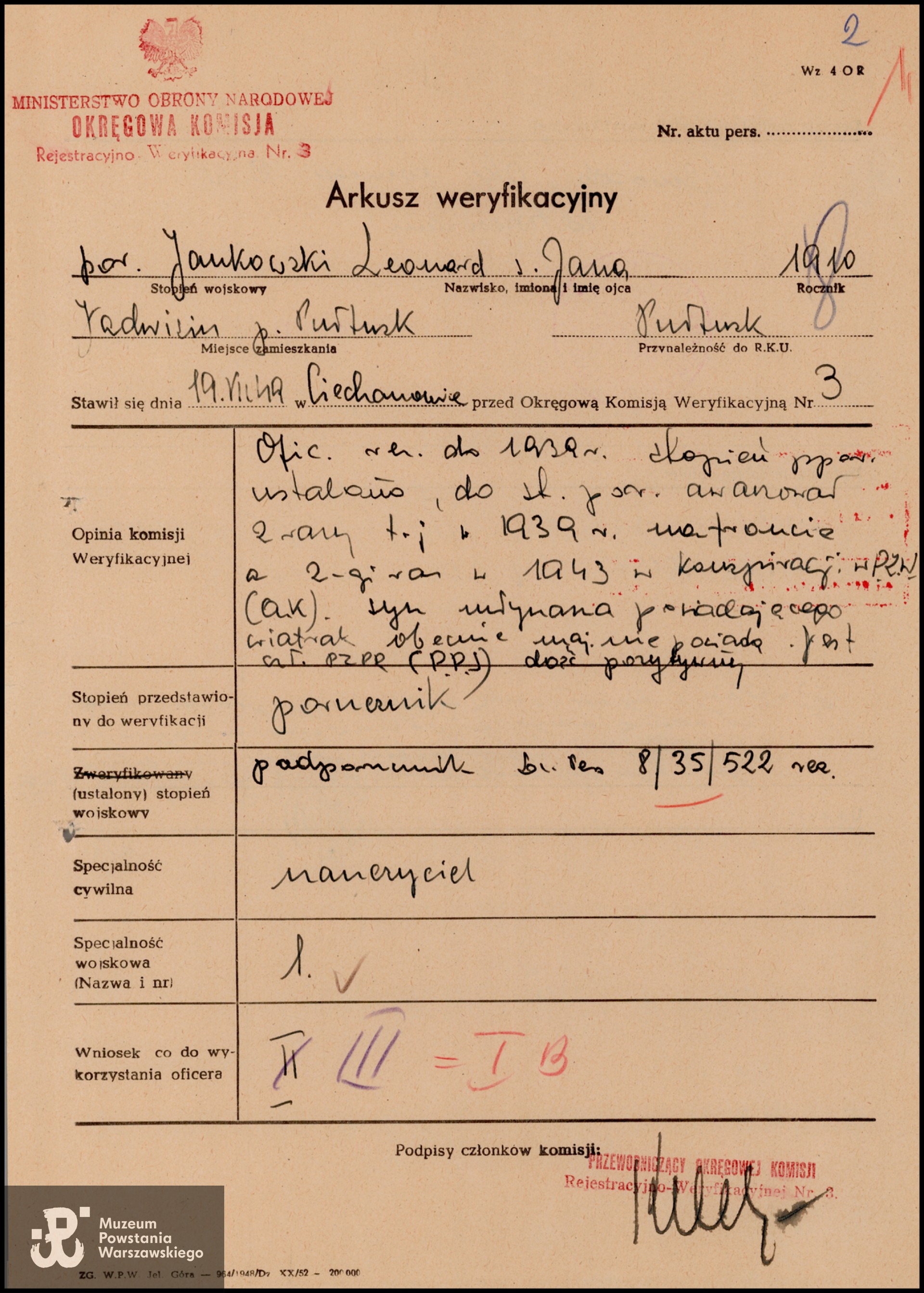 Zbiory p. Janusza Jankowskiego (wnuka Powstańca), skan udostępnił p. Michał Weber, Dyrektor Pracowni  Dokumentacji Dziejów Miasta Sierpc