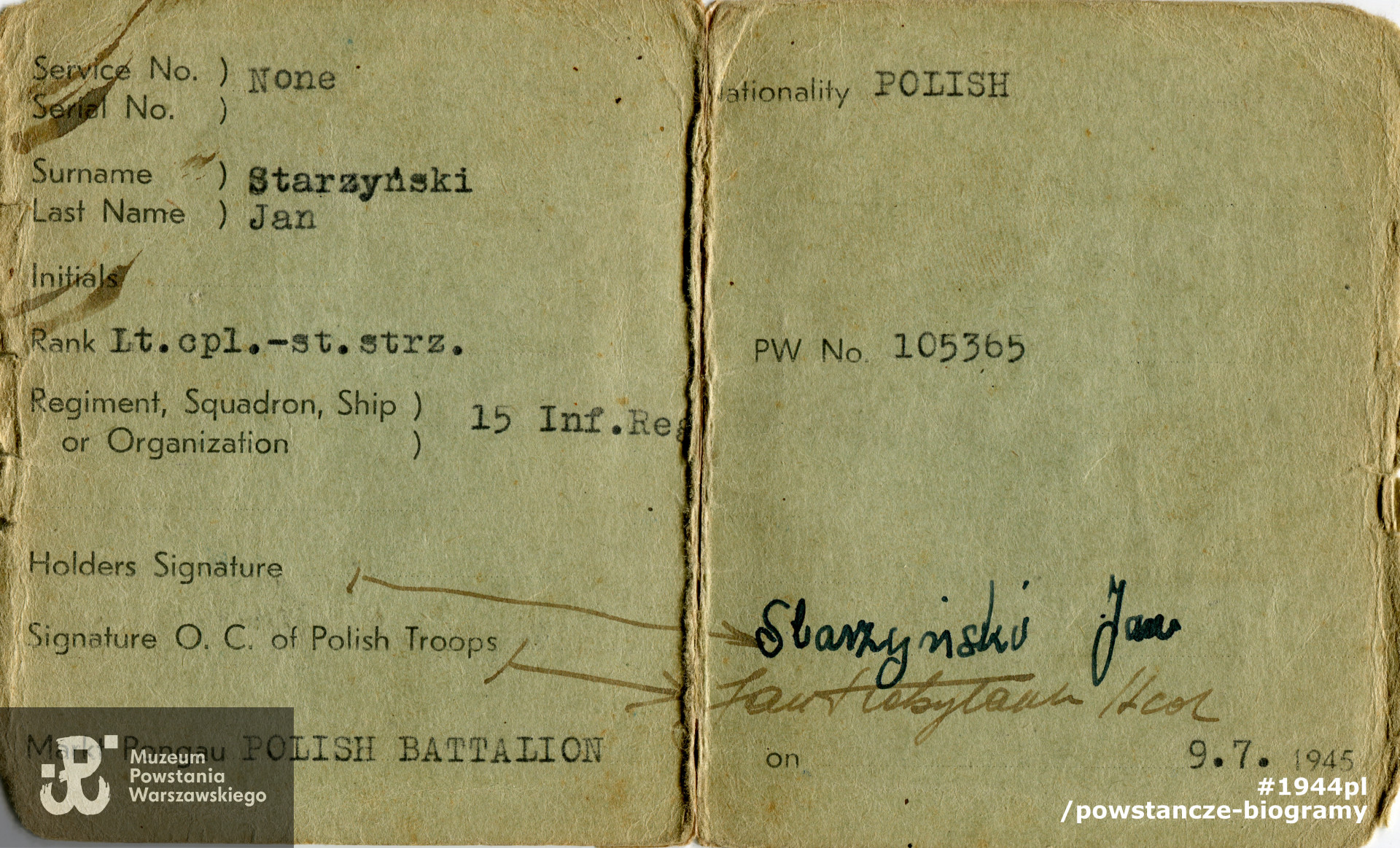 Dokument  z archiwum rodzinnego p. Iwony Powierzy