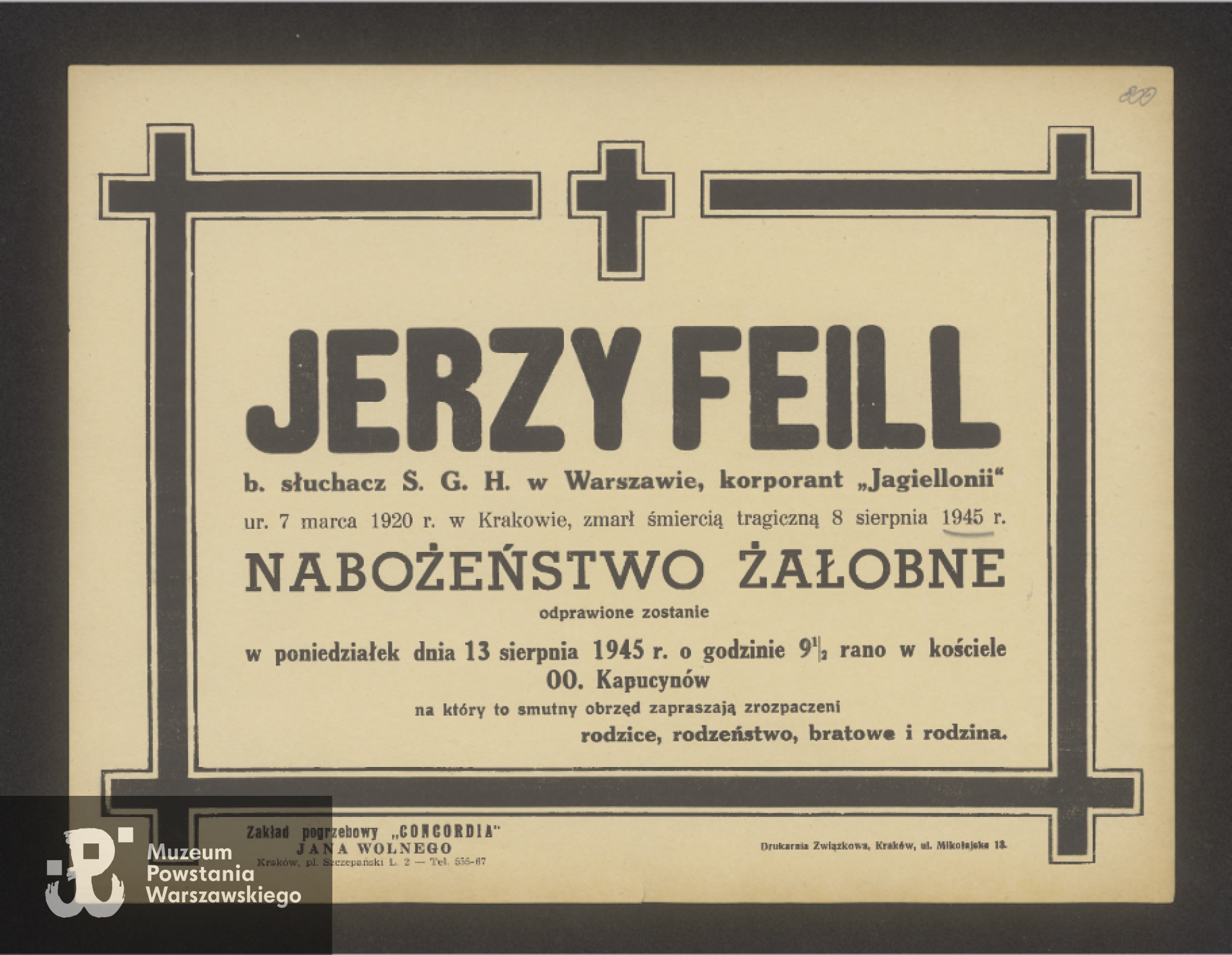 Klepsydra, Kraków, sierpień 1945