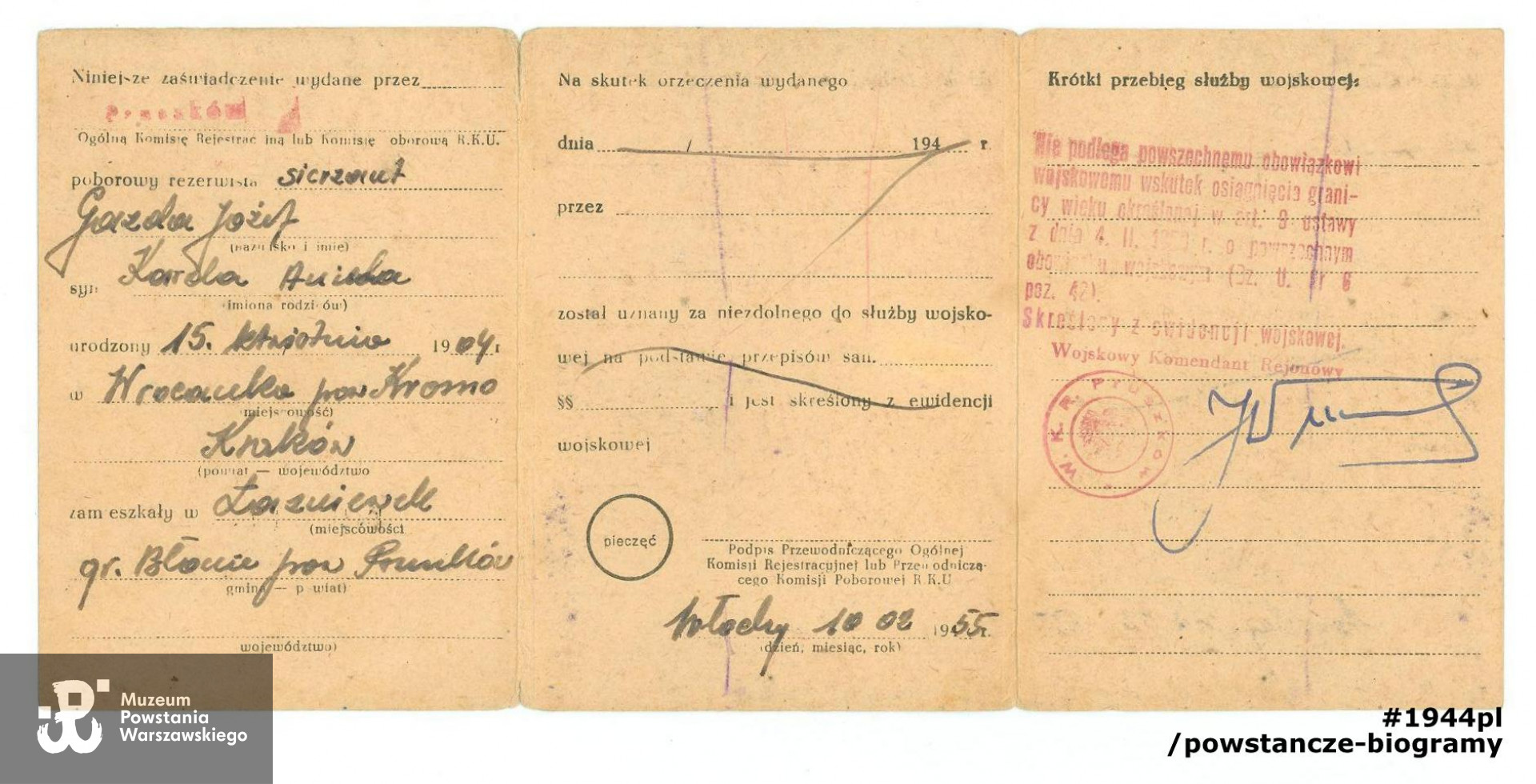 Ze zbiorów rodzinnych. Skan: materiały do Słownika Uczestników PW/Pokój Kombatanta