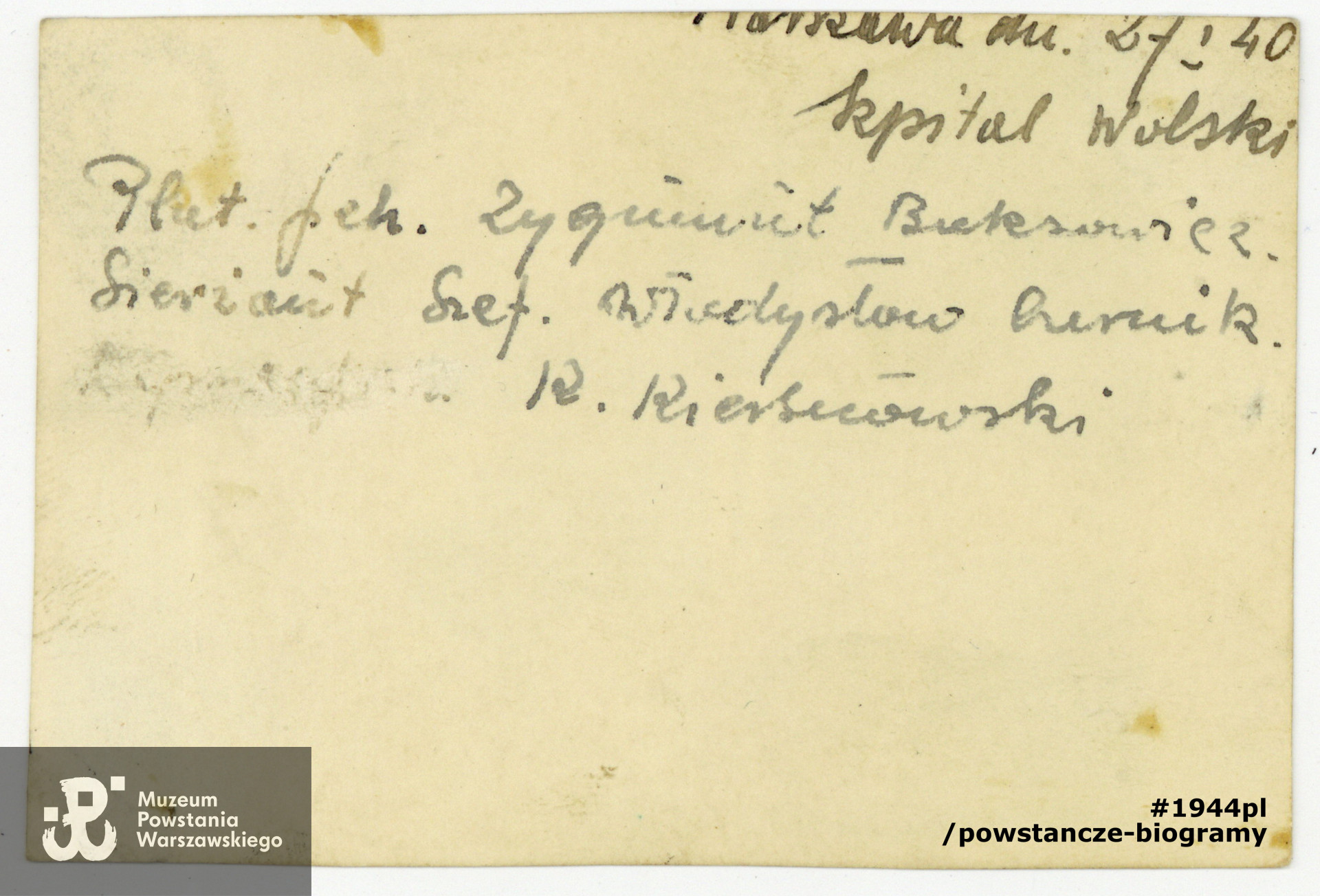 Szpital Wolski, 1940 rok. Z  archiwum rodzinnego p. Jolanty Stasiak z d. Kiersnowskiej