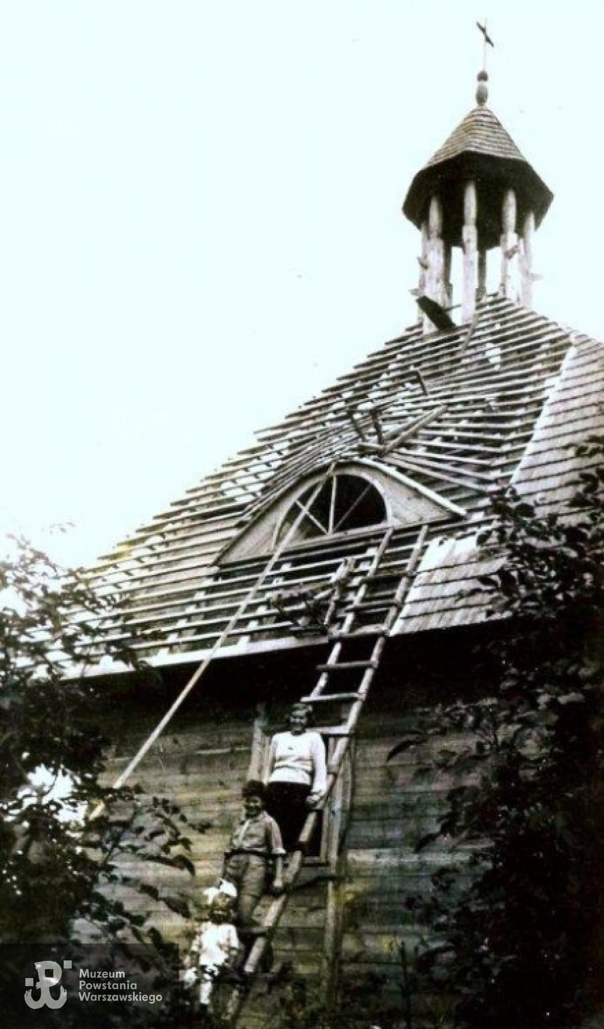 Budowa kościoła pod wezwaniem św. Andrzeja w Bielskiej Woli (Wołyń), ufundowanego przez matkę Andrzeja, Marię z Szemiothów Miedzianowską Mikulicz. Na drabinie drugi od góry Andrzej Miedzianowsk