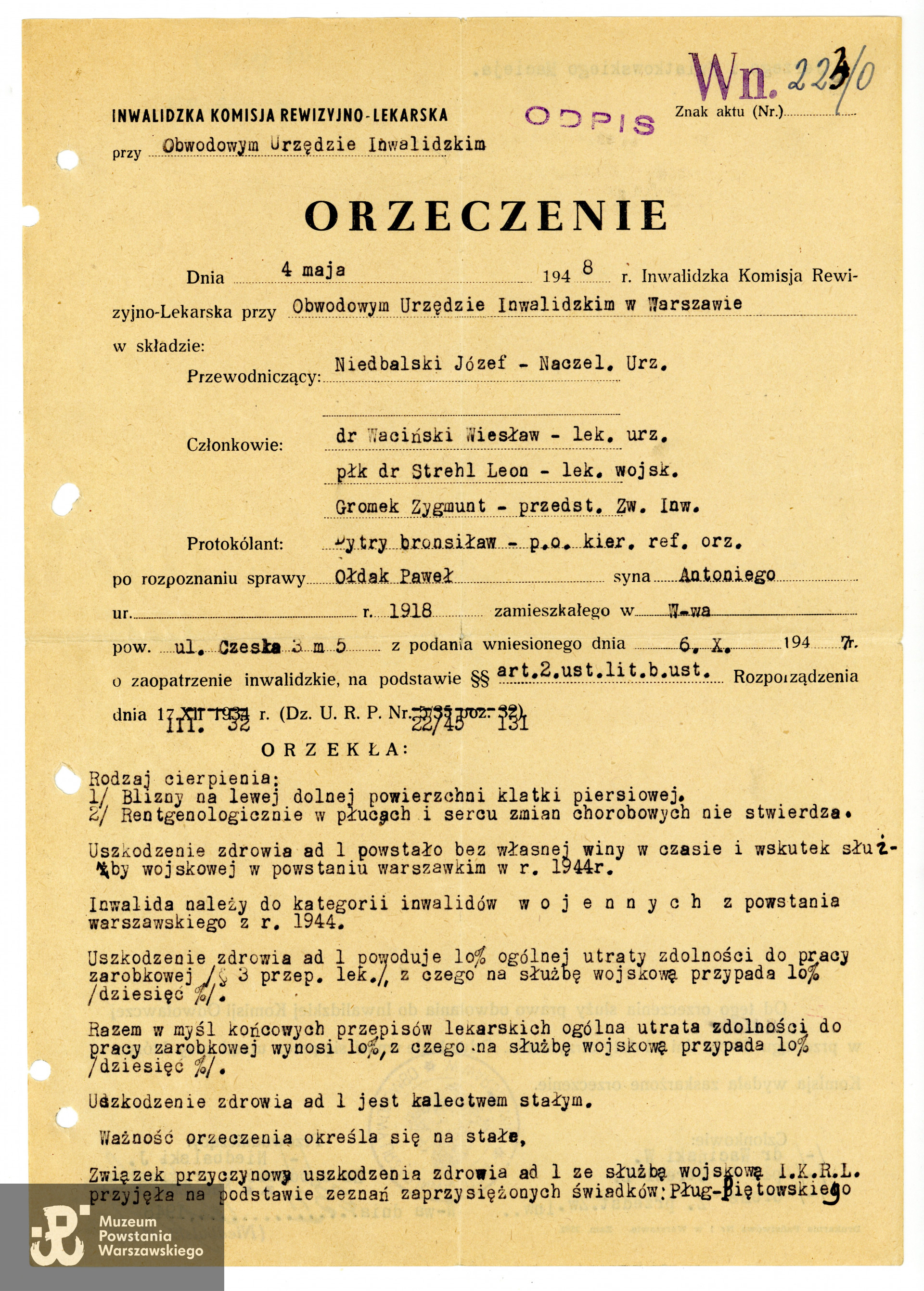 Ze zbiorów rodzinnych p.  Joanny Węgrzynek z domu Ołdak, córki Powstańca. Skany wykonano w Muzeum Powstania Warszawskiego, 05/2023.
