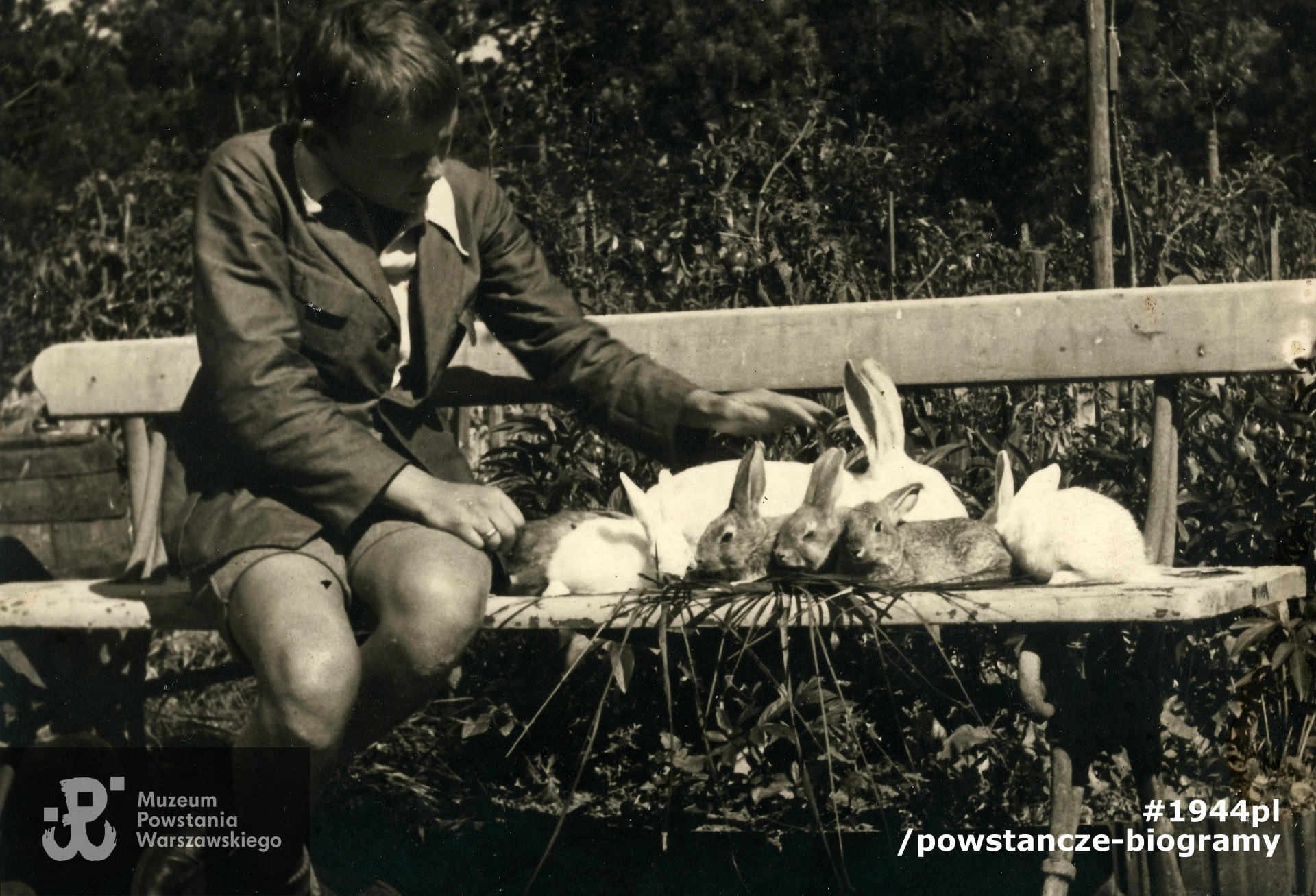 Jan Brochocki z królikami, 1940 rok. Fot. z archiwum rodzinnego p. Jana Brochockiego ps. „Chrobry”