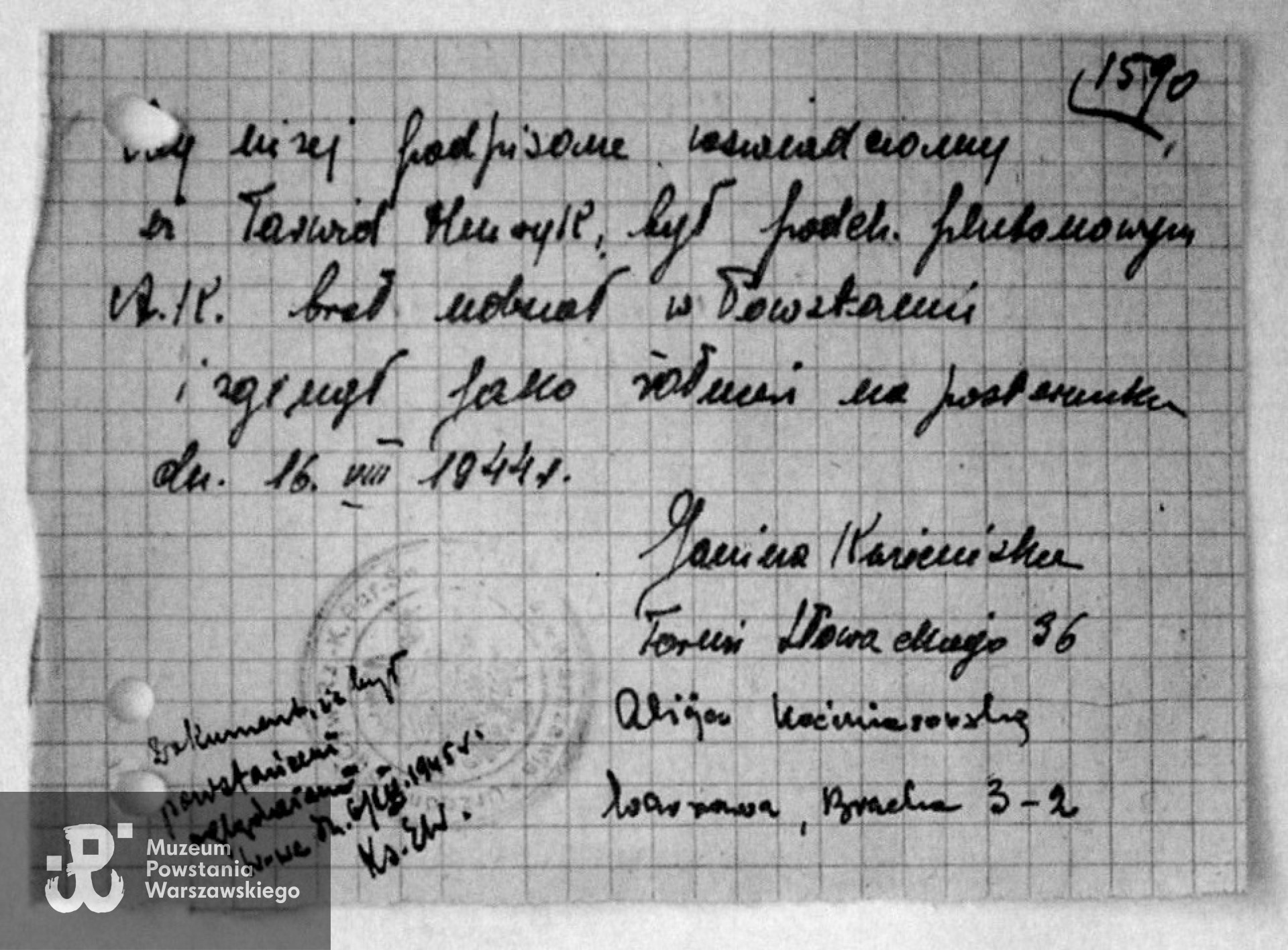 Zarząd Cmentarzy Komunalnych w Warszawie - Cmentarz Powązki Wojskowe, Księga Pochowań nr 1945/1554-1657