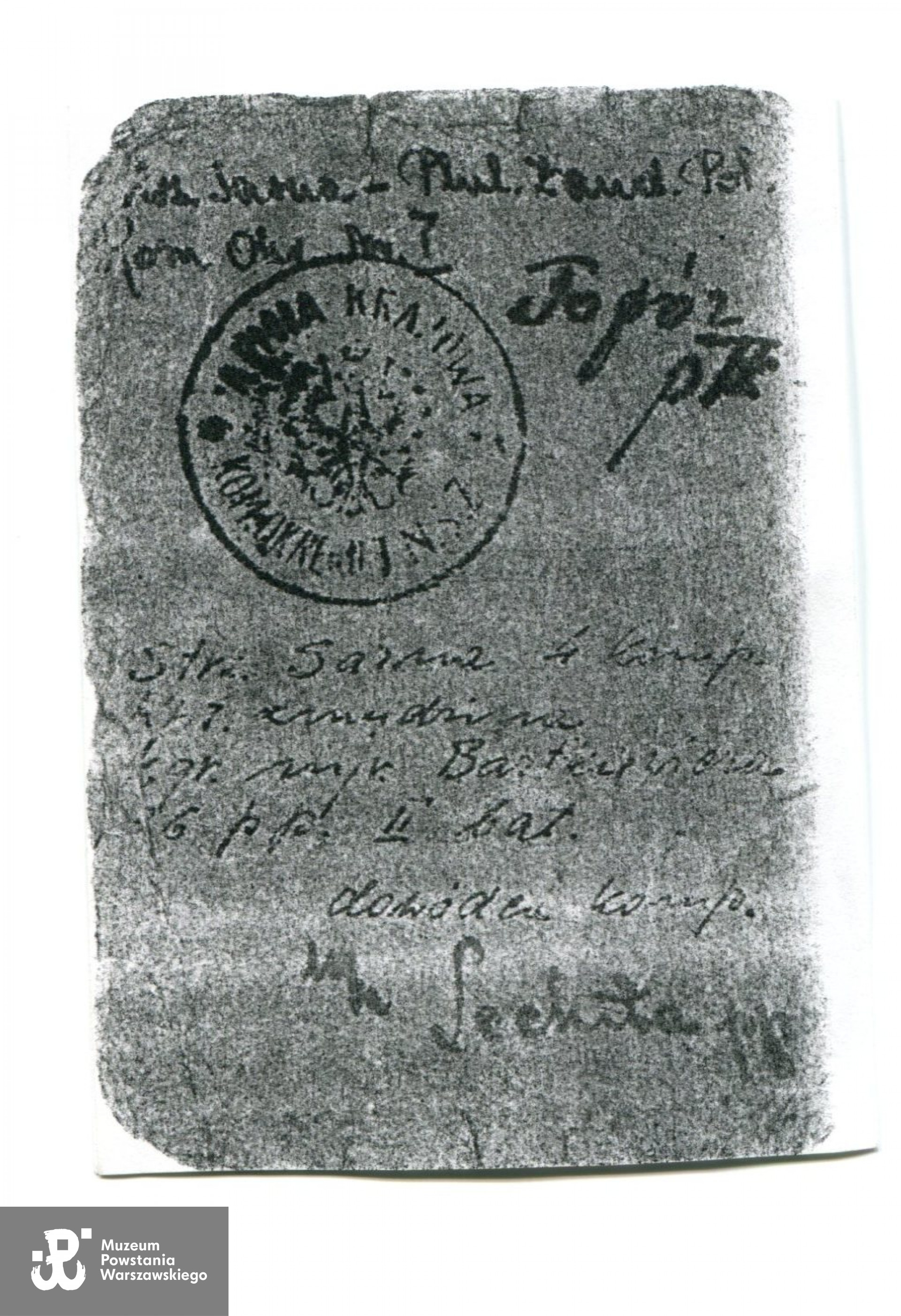 Legitymacja Armii Krajowej. Kserokopia w zbiorach MPW