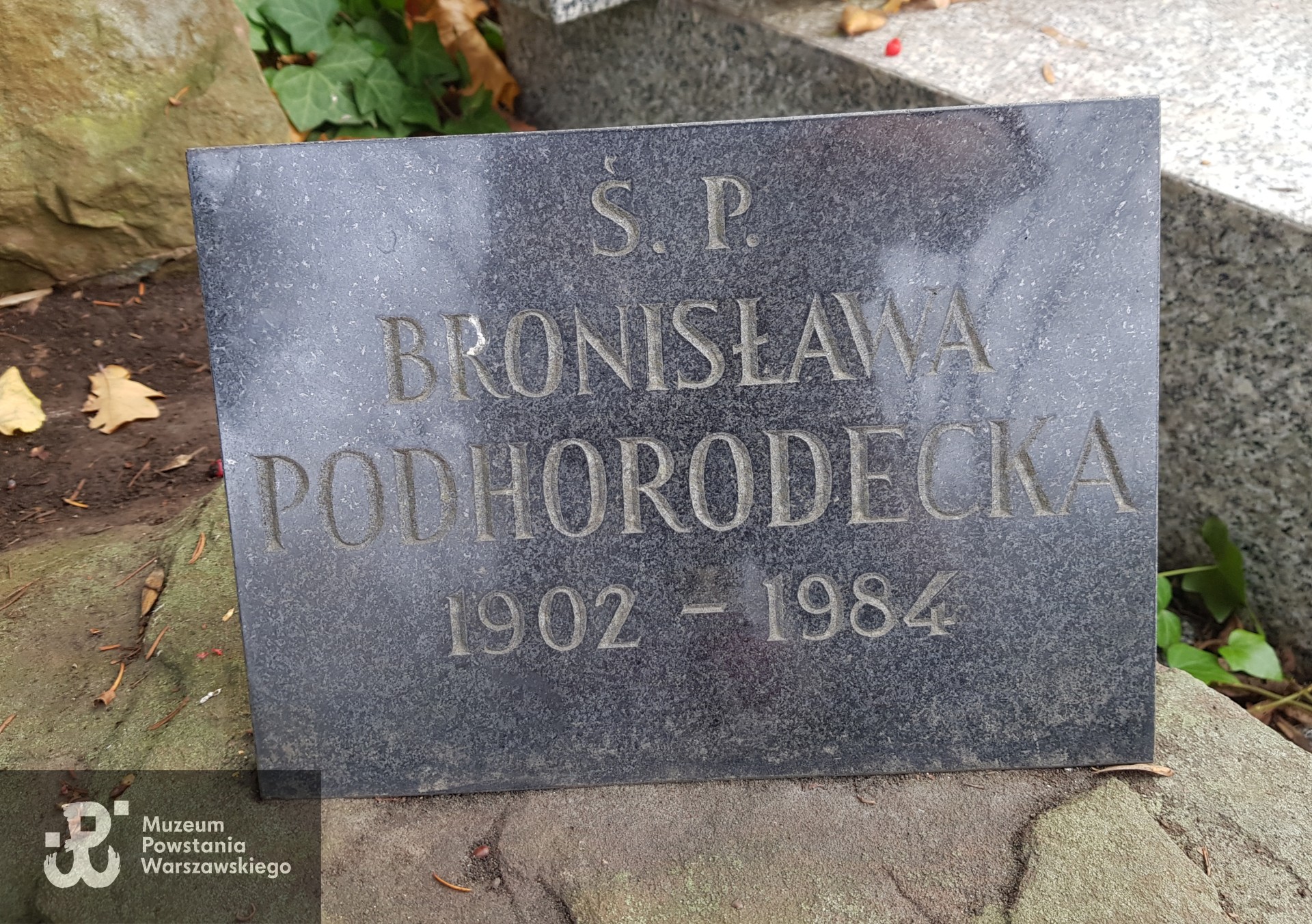 Grób Bronisławy Podhorodeckiej na warszawskich Powązkach Cywilnych. Fot. udostępniła p. Ewa Głębowicz (11/2025)