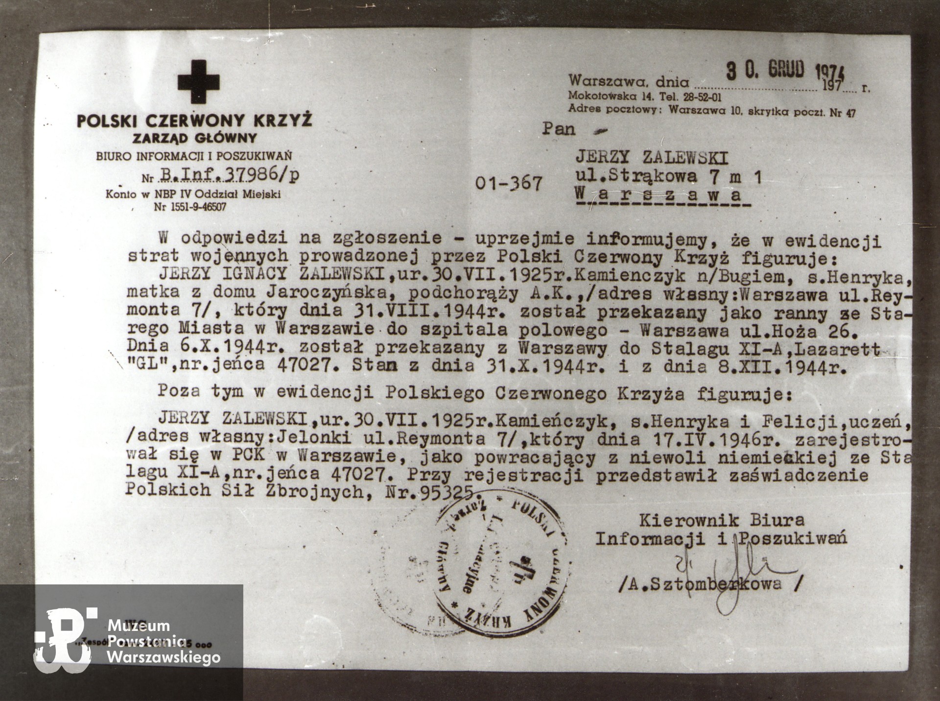 Ze zbiorów rodzinnych p. Ryszarda Zalewskiego, syna Powstańca