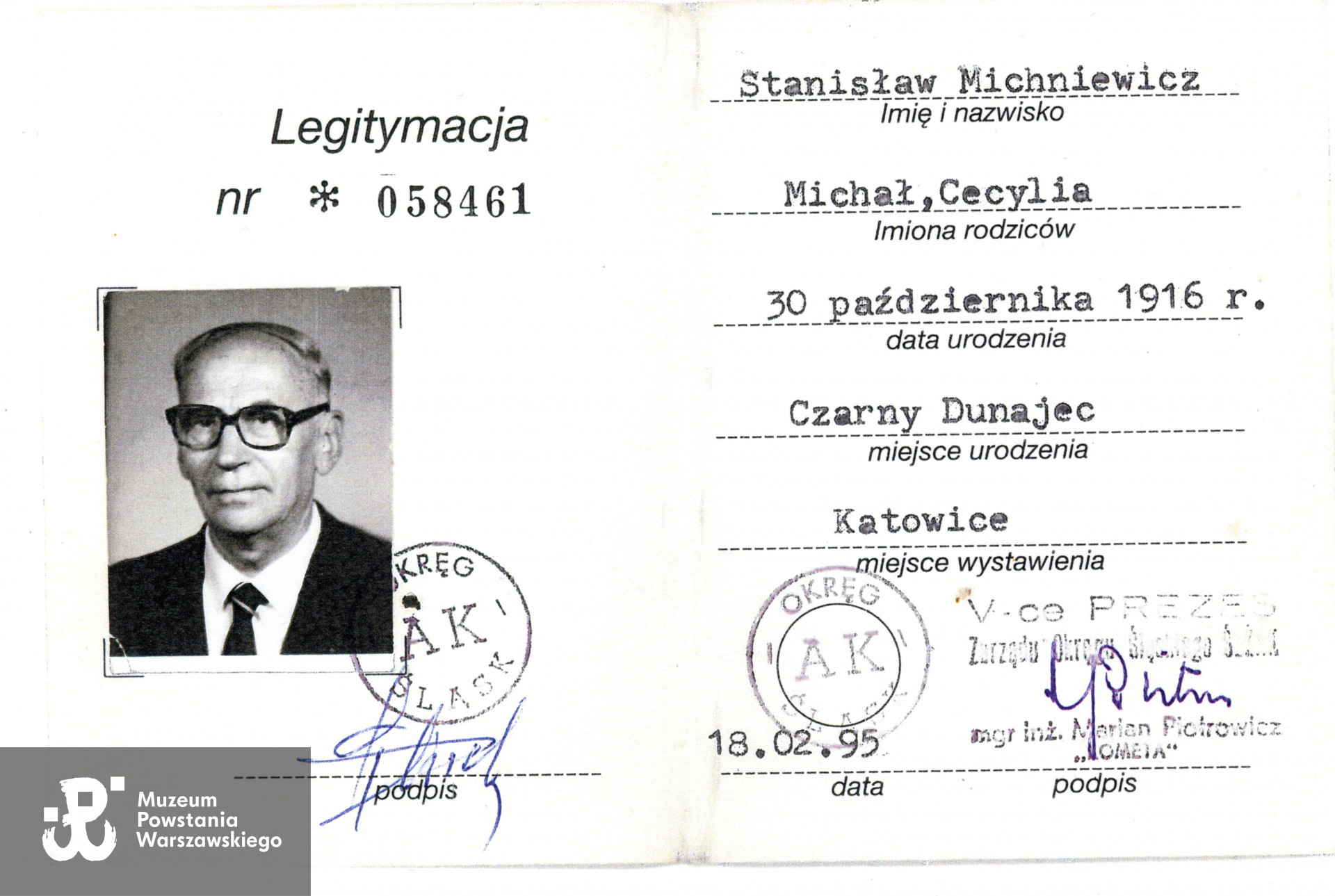 Muzeum Powstania Warszawskiego, Teczki personalne uczestników Powstania Warszawskiego: Michniewicz Stanisław Kazimierz ps. Żbik, skan z kserokopii przekazanej przez córkę Powstańca