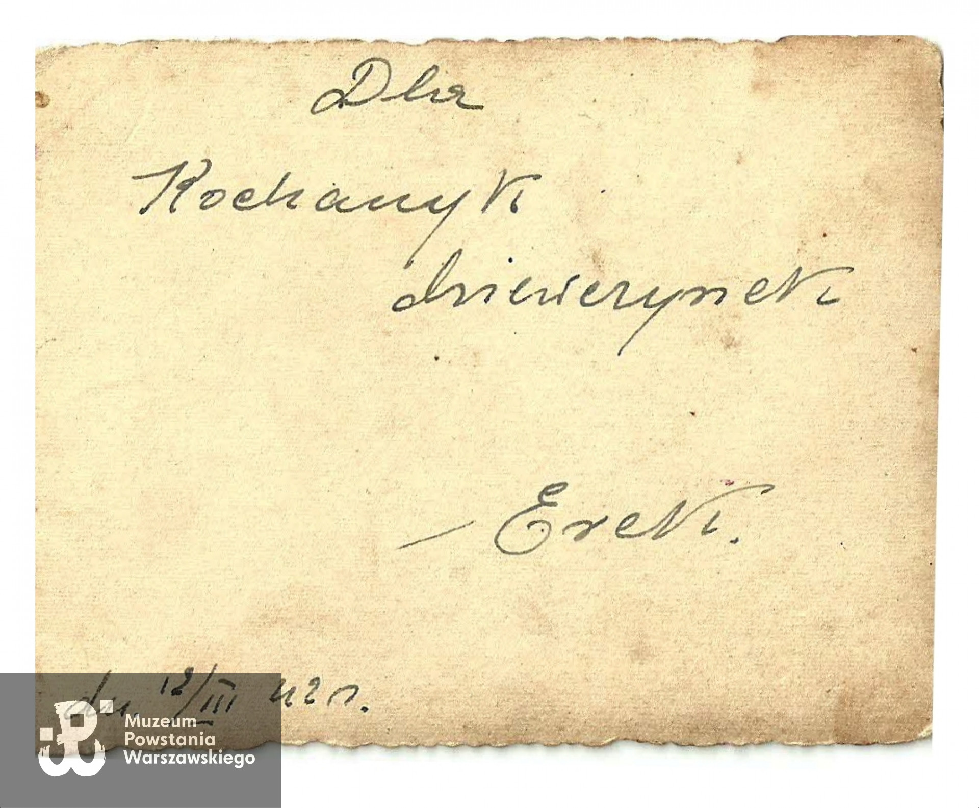 Zdjęcie wykonane w Warszawie 12 marca 1942r. dedykowane córkom. Skan udostępnił p. Piotr Myśliński