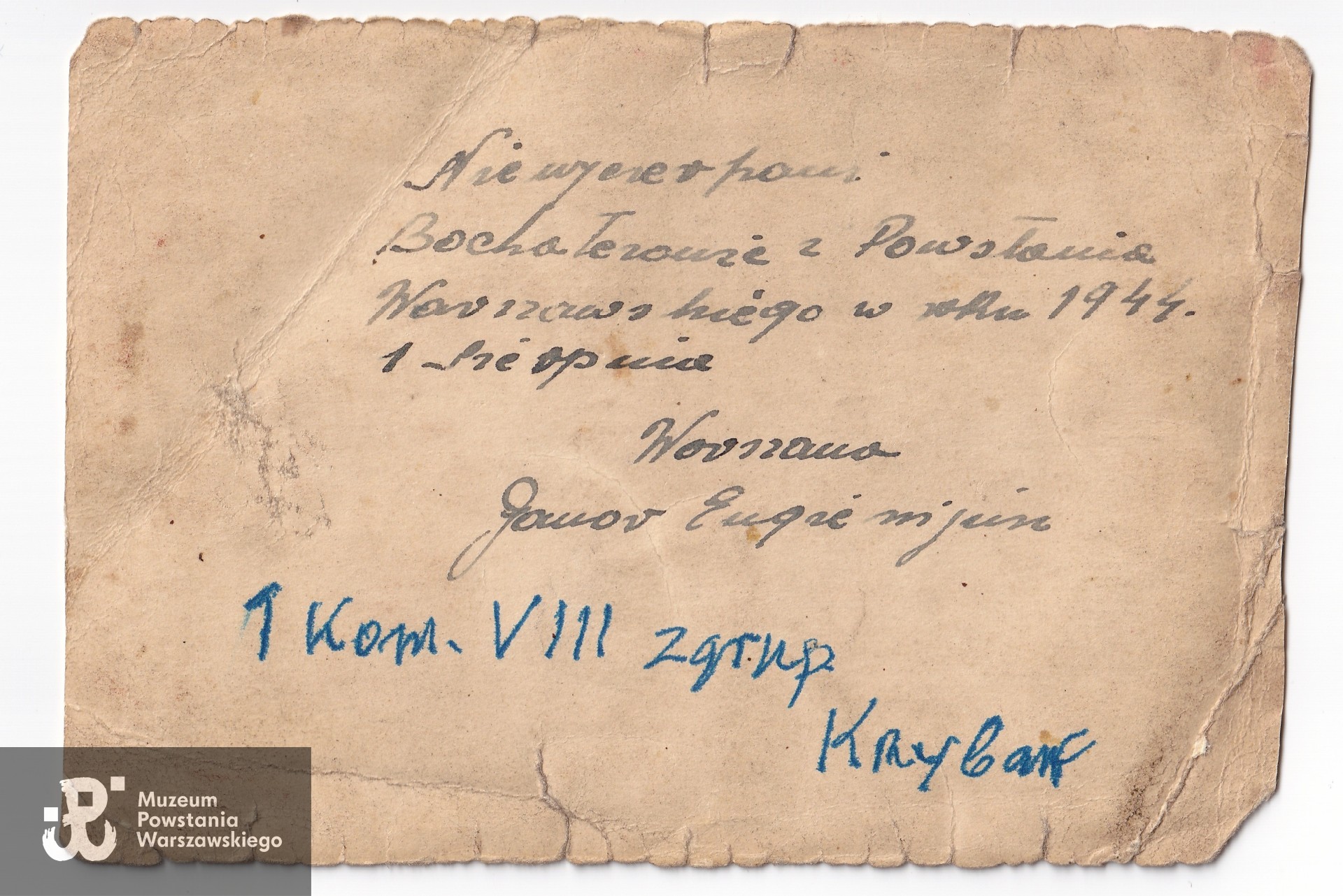 Opis na rewersie.  Fot. ze zbiorów rodzinnych, skan udostępnił p. Krzysztof (Chris) Gawor