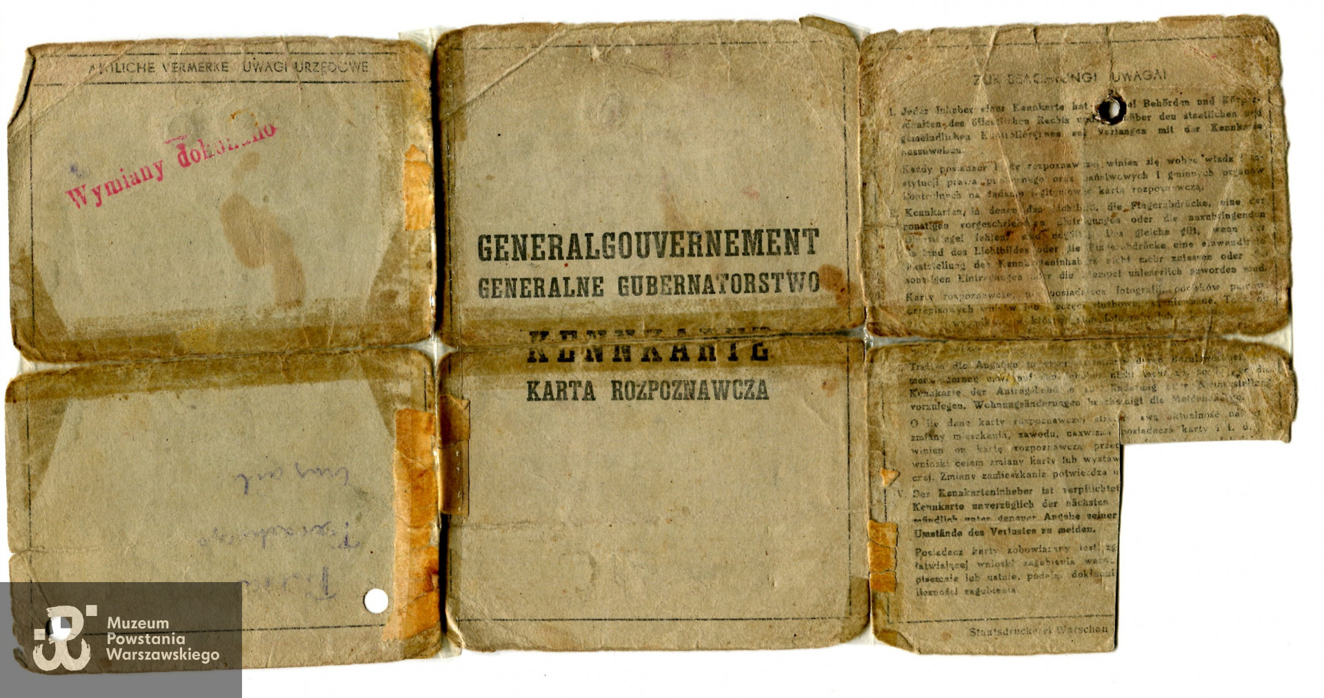 Kenkarta (niem. Kennkarte, karta rozpoznawcza) – dokument tożsamości wydawany  przez okupacyjne władze niemieckie. Zbiory prywatne p. Ignacego Felczaka.